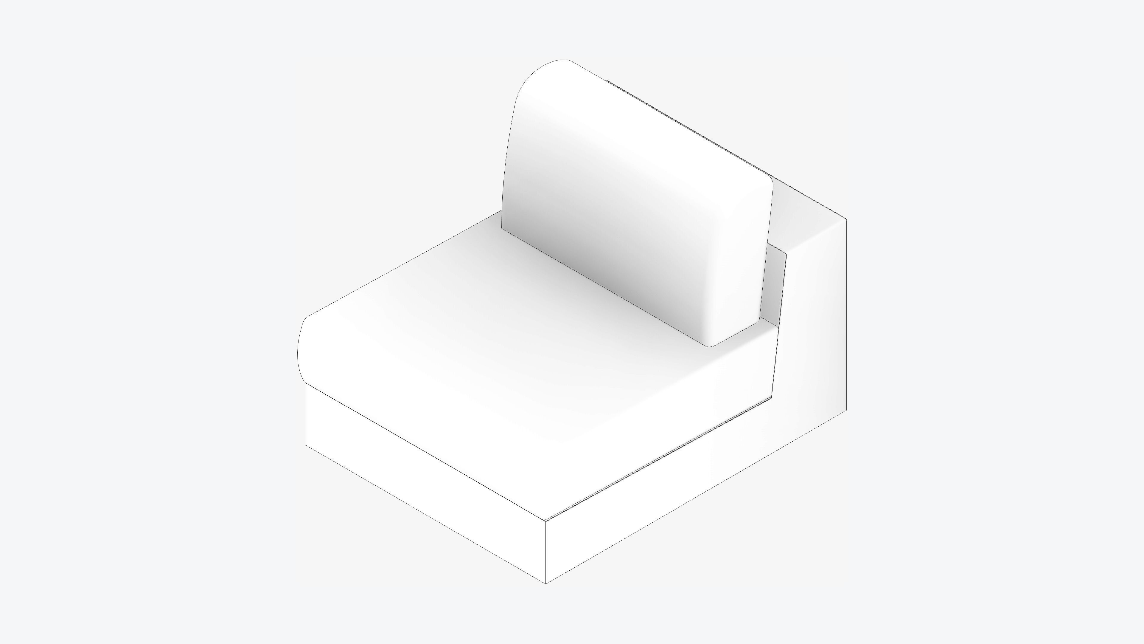 Seat - Sofa - Simplicity - Comfort - Single - No Arm Low-poly 3D model_2
