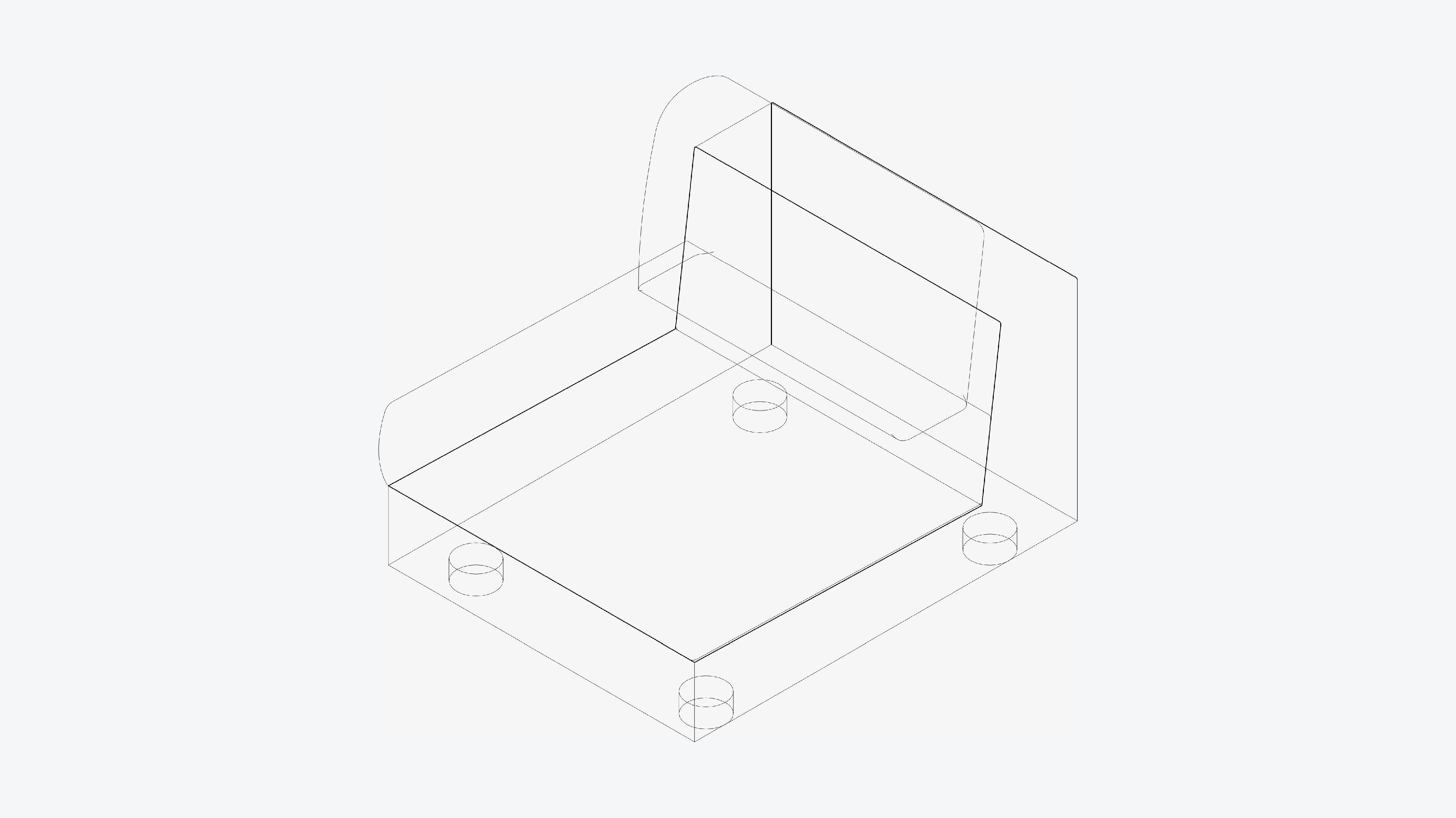 Seat - Sofa - Simplicity - Comfort - Single - No Arm Low-poly 3D model_3