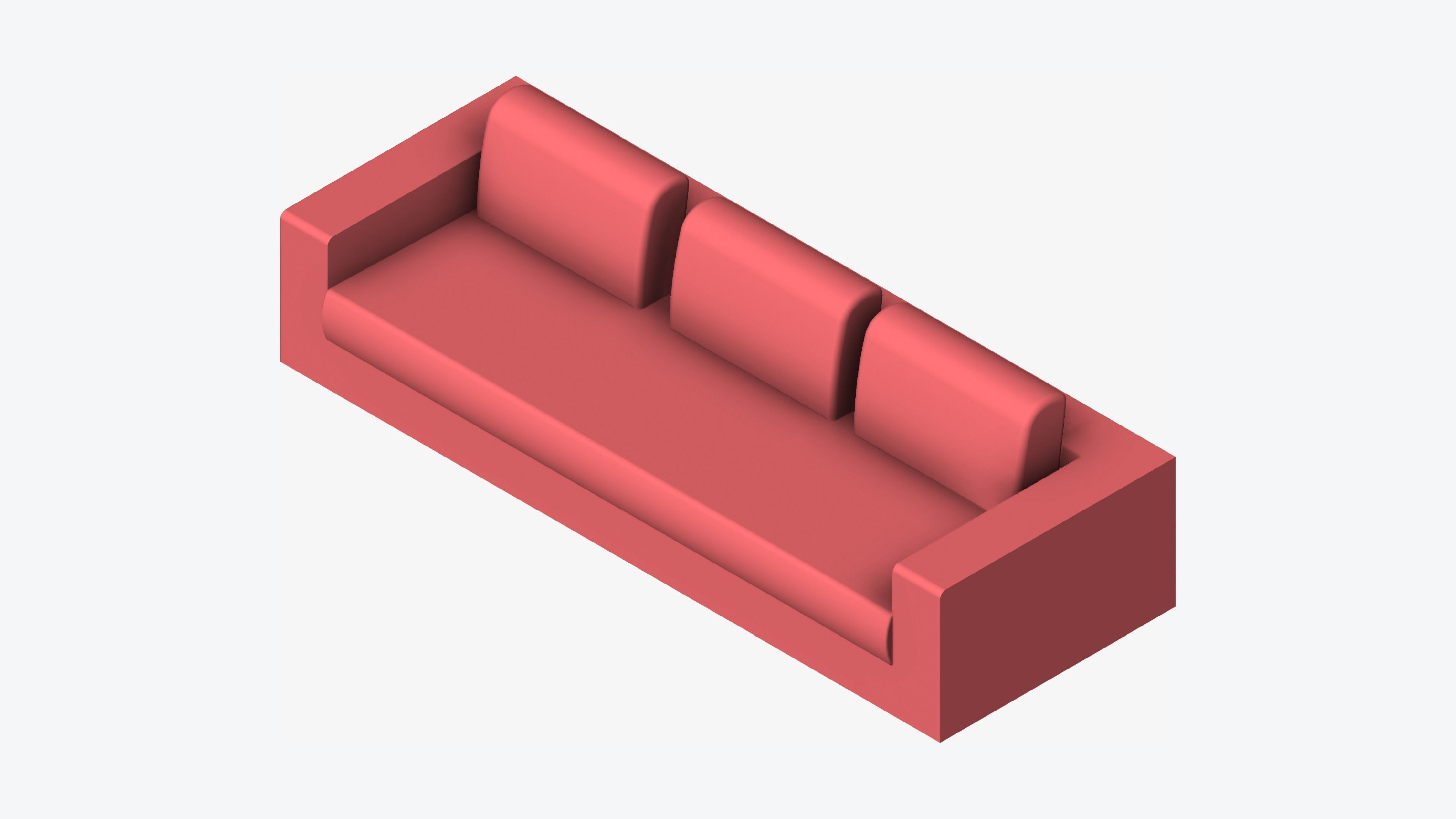 Seat - Sofa - Simplicity - Comfort - Triple Low-poly 3D model_6