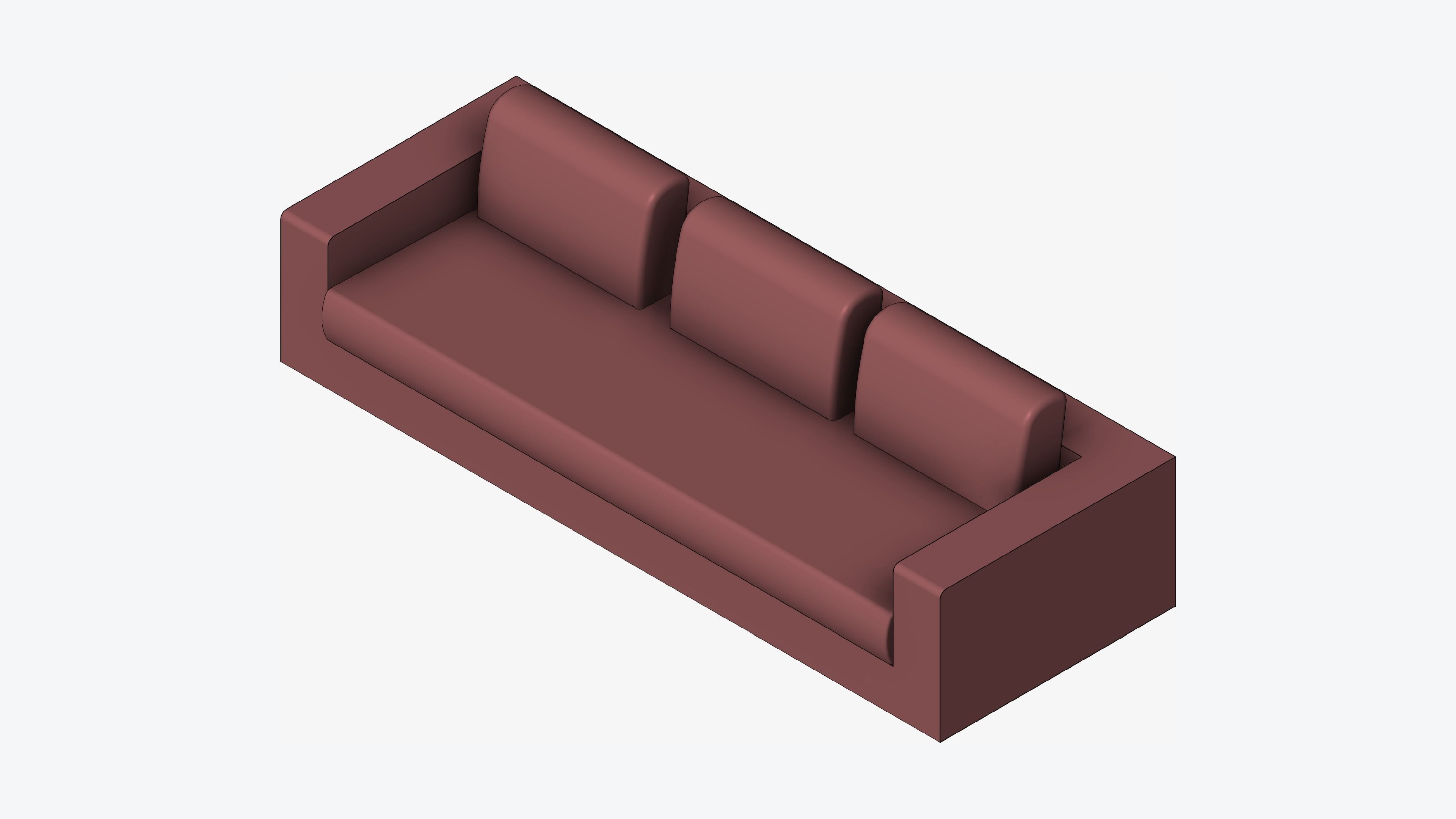 Seat - Sofa - Simplicity - Comfort - Triple Low-poly 3D model_1