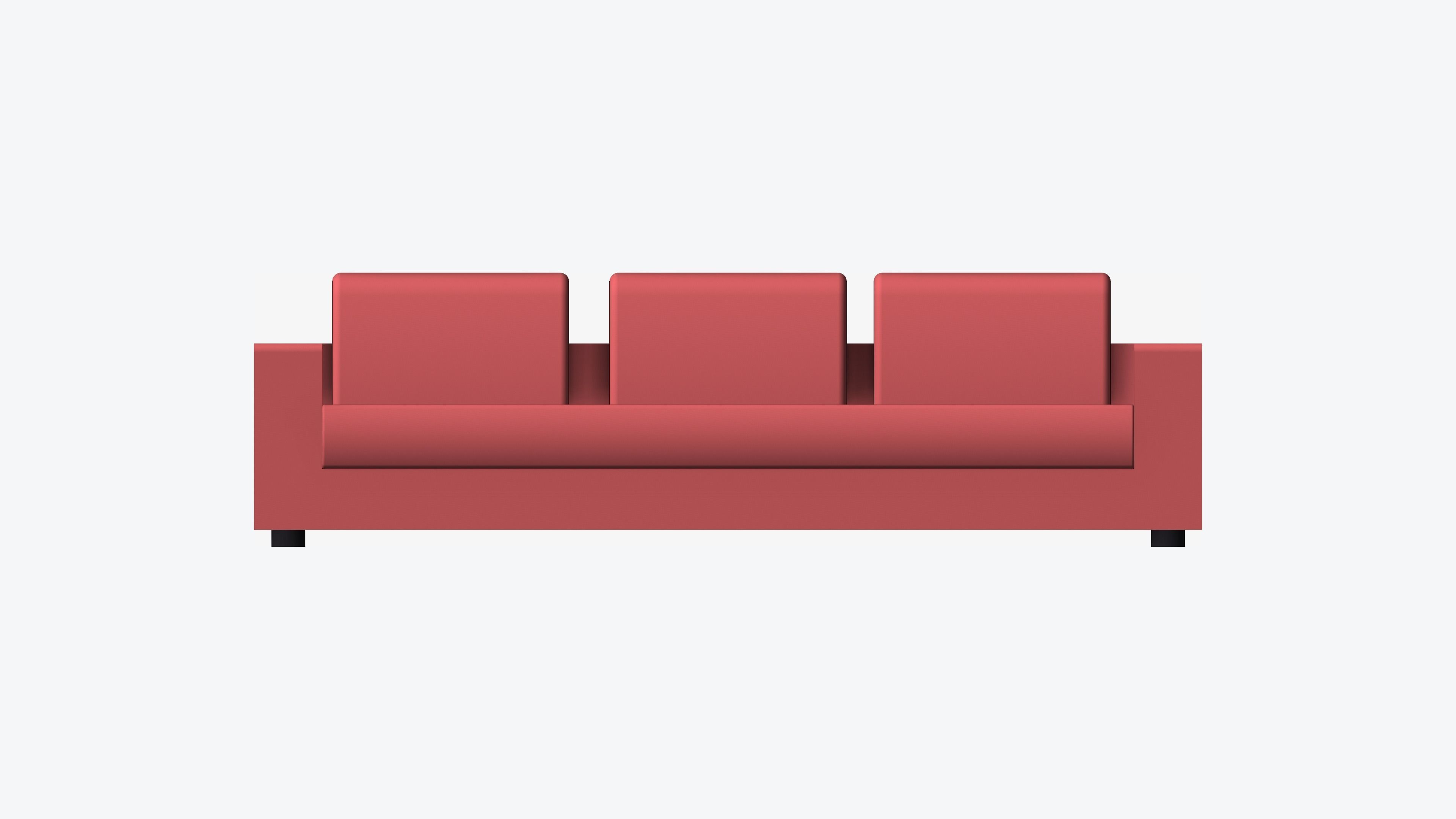 Seat - Sofa - Simplicity - Comfort - Triple Low-poly 3D model_4