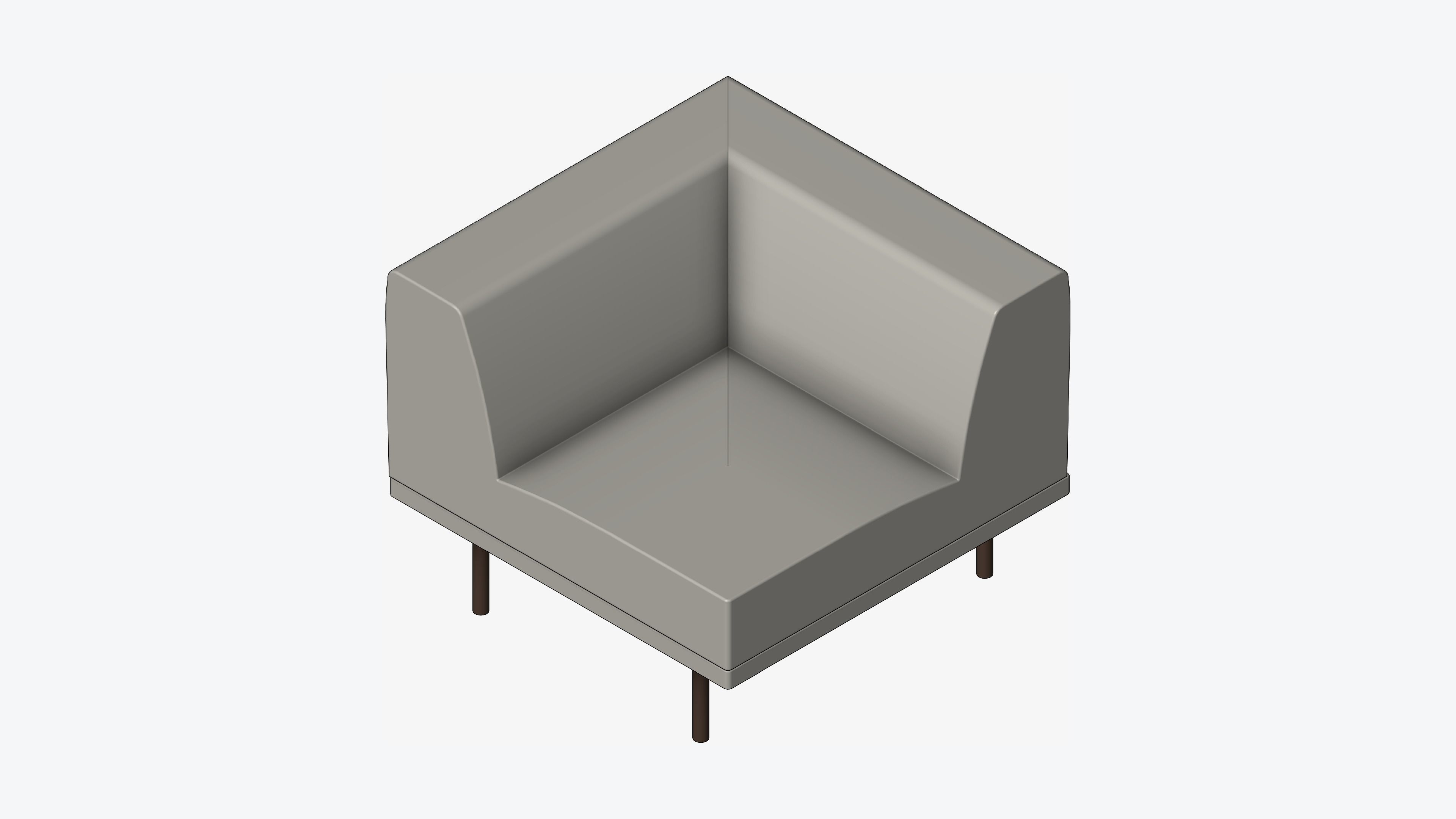 Seat - Sofa - Simplicity - Corner Low-poly 3D model_1