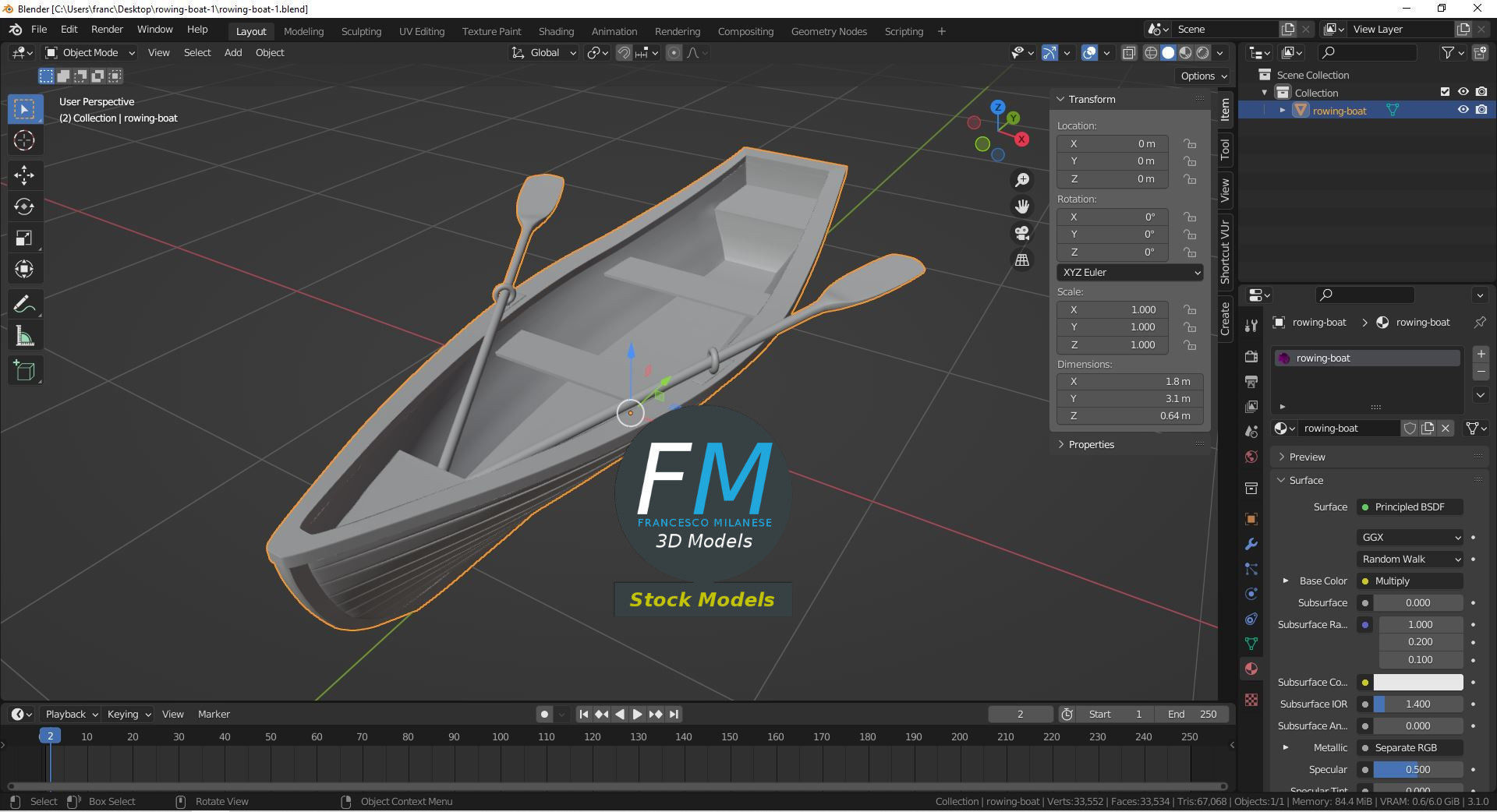 Rowing boat 1 3D model_9