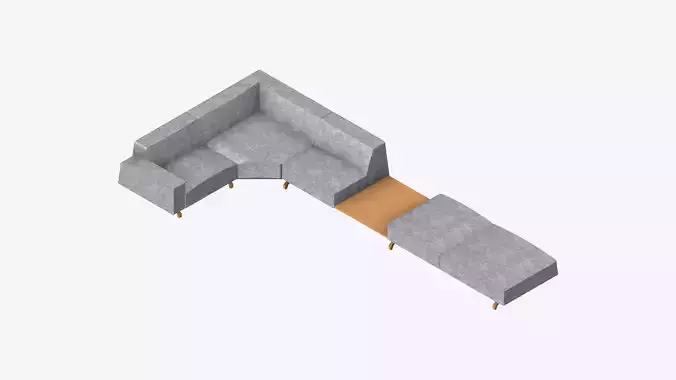 Seat - Sofa - Simplicity - Corner - w Table Low-poly 3D model