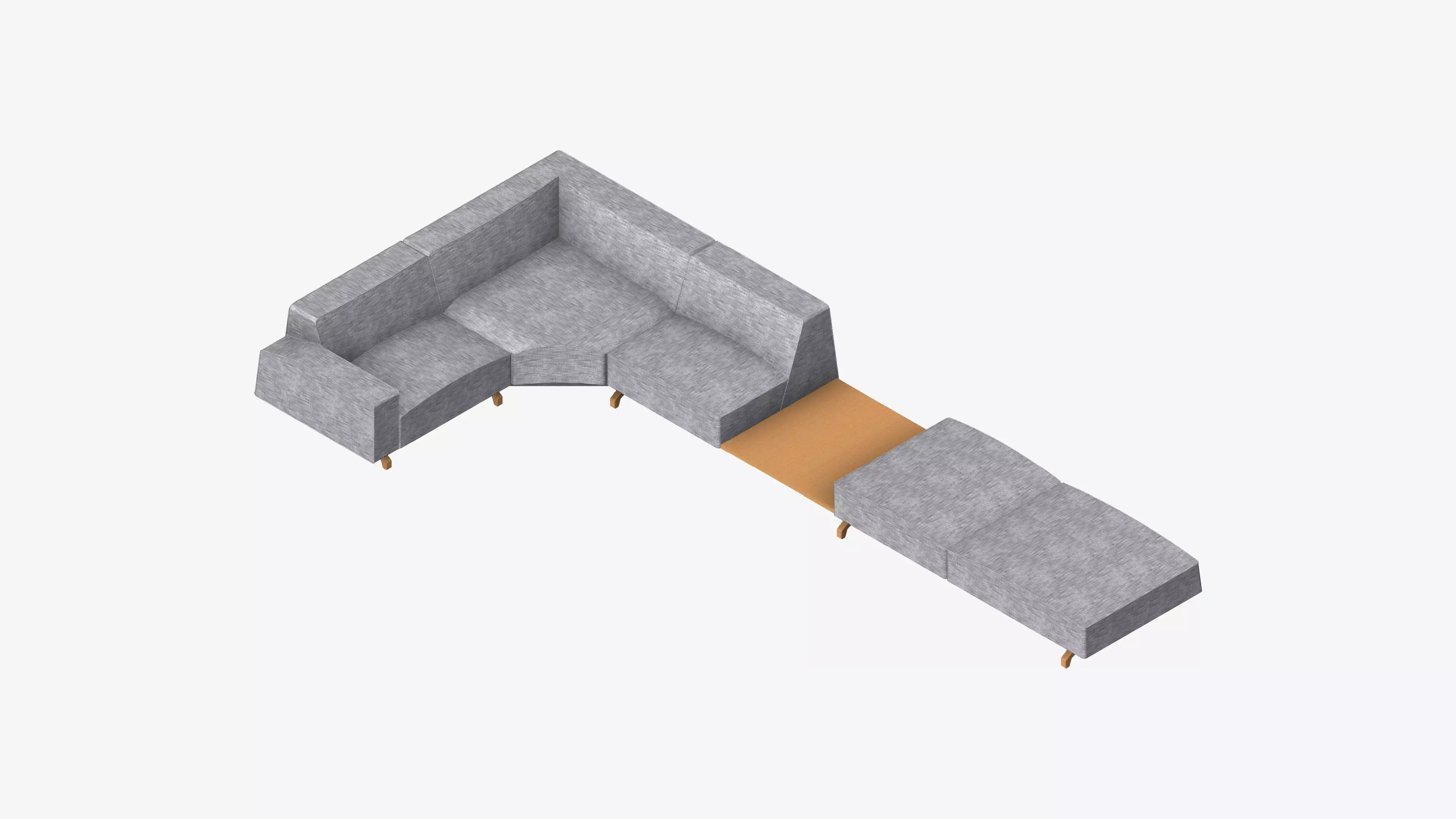 Seat - Sofa - Simplicity - Corner - w Table Low-poly 3D model_0