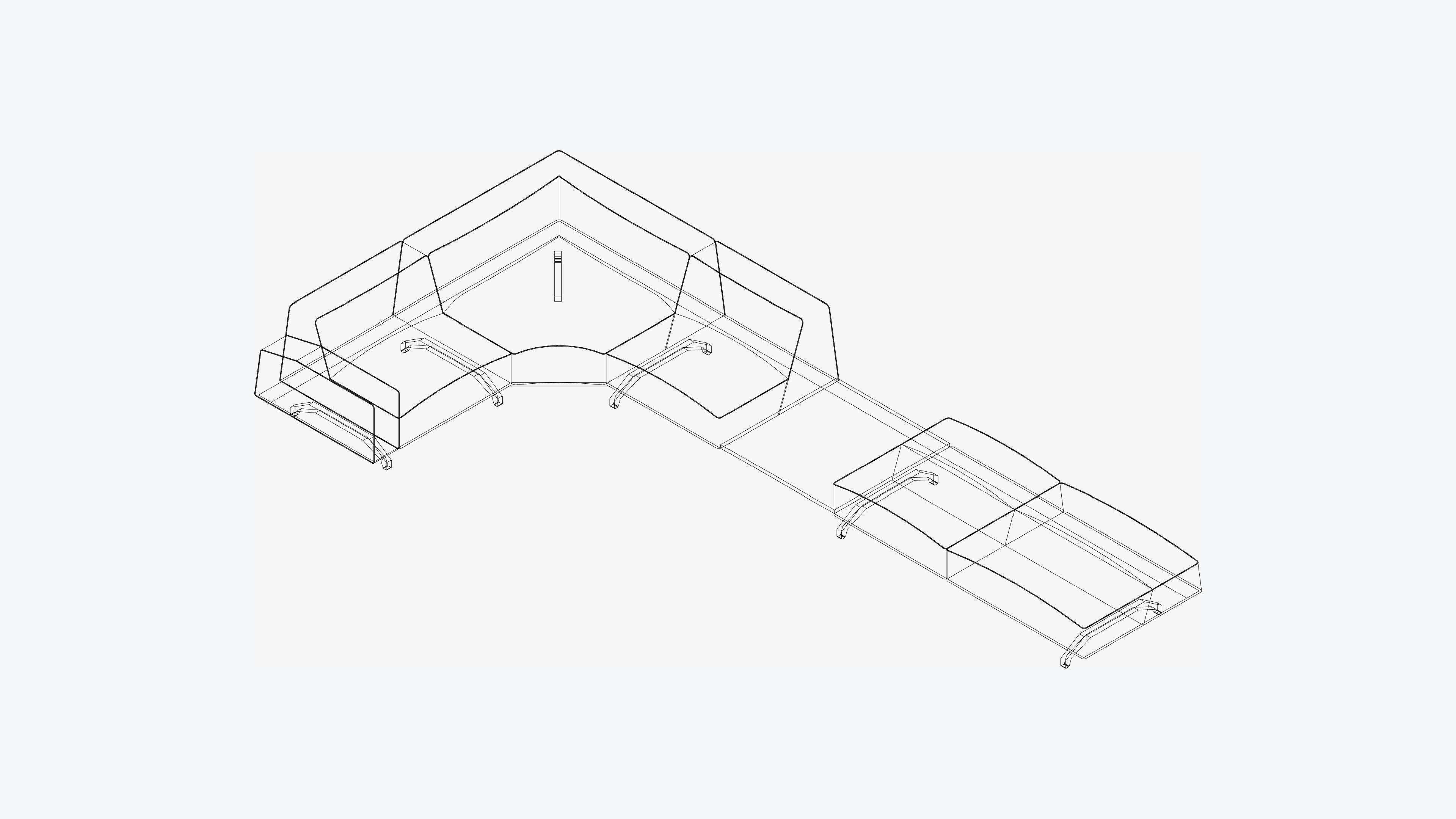 Seat - Sofa - Simplicity - Corner - w Table Low-poly 3D model_3
