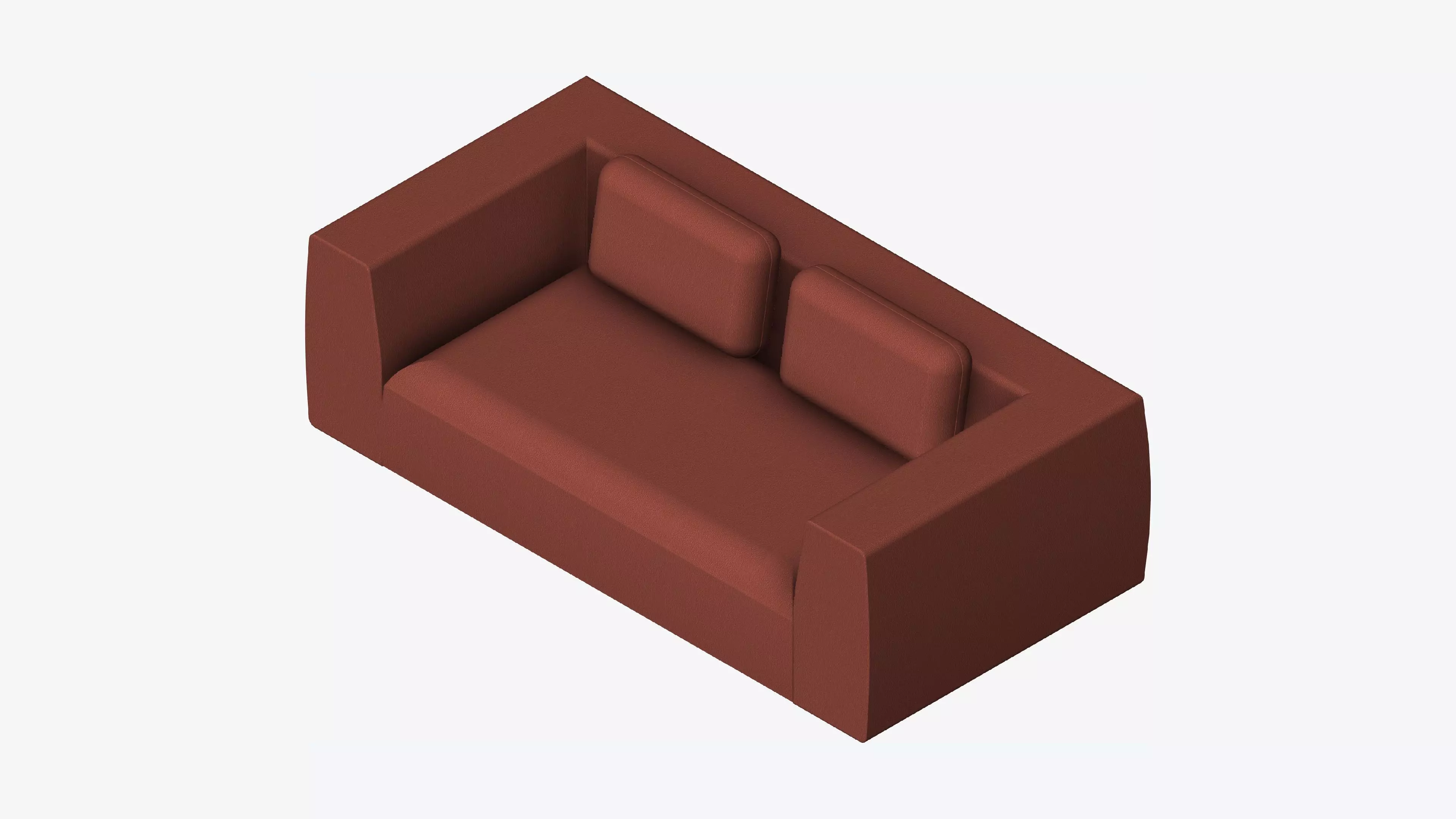Seat - Sofa - Simplicity - Double - Two Arm Low-poly 3D model_0