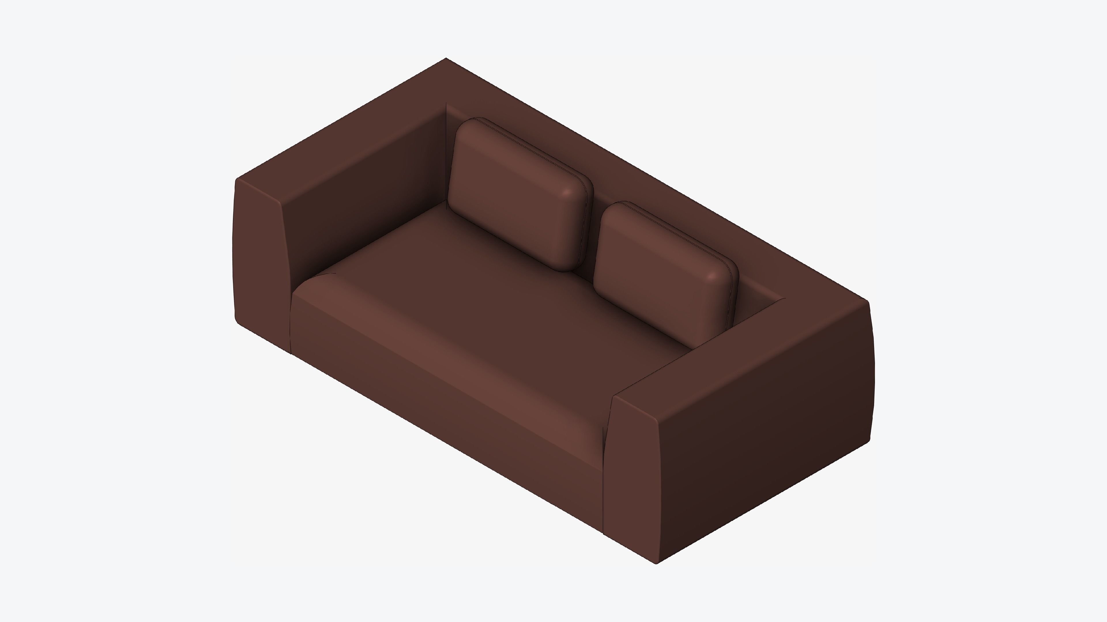 Seat - Sofa - Simplicity - Double - Two Arm Low-poly 3D model_1