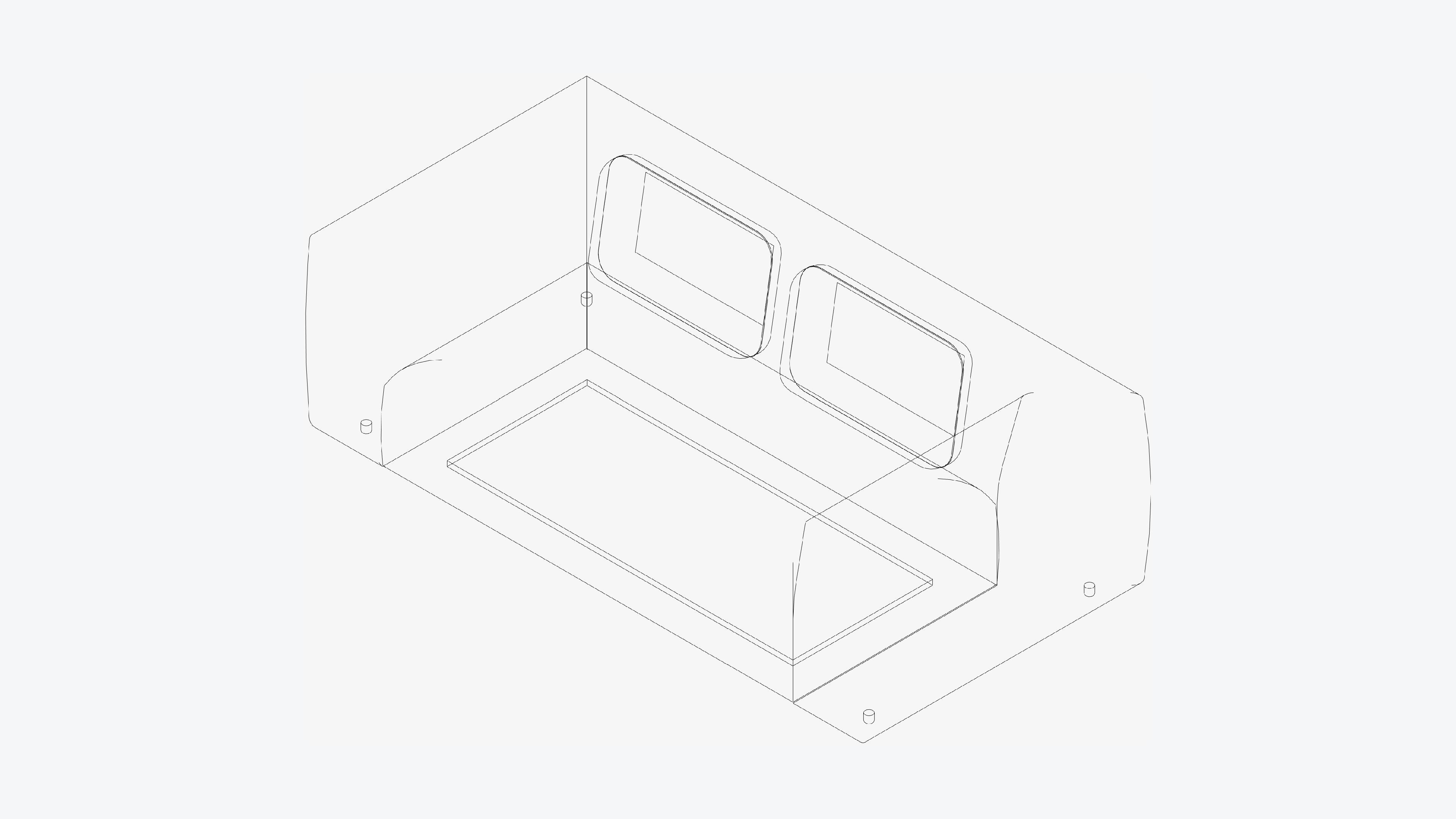Seat - Sofa - Simplicity - Double - Two Arm Low-poly 3D model_3