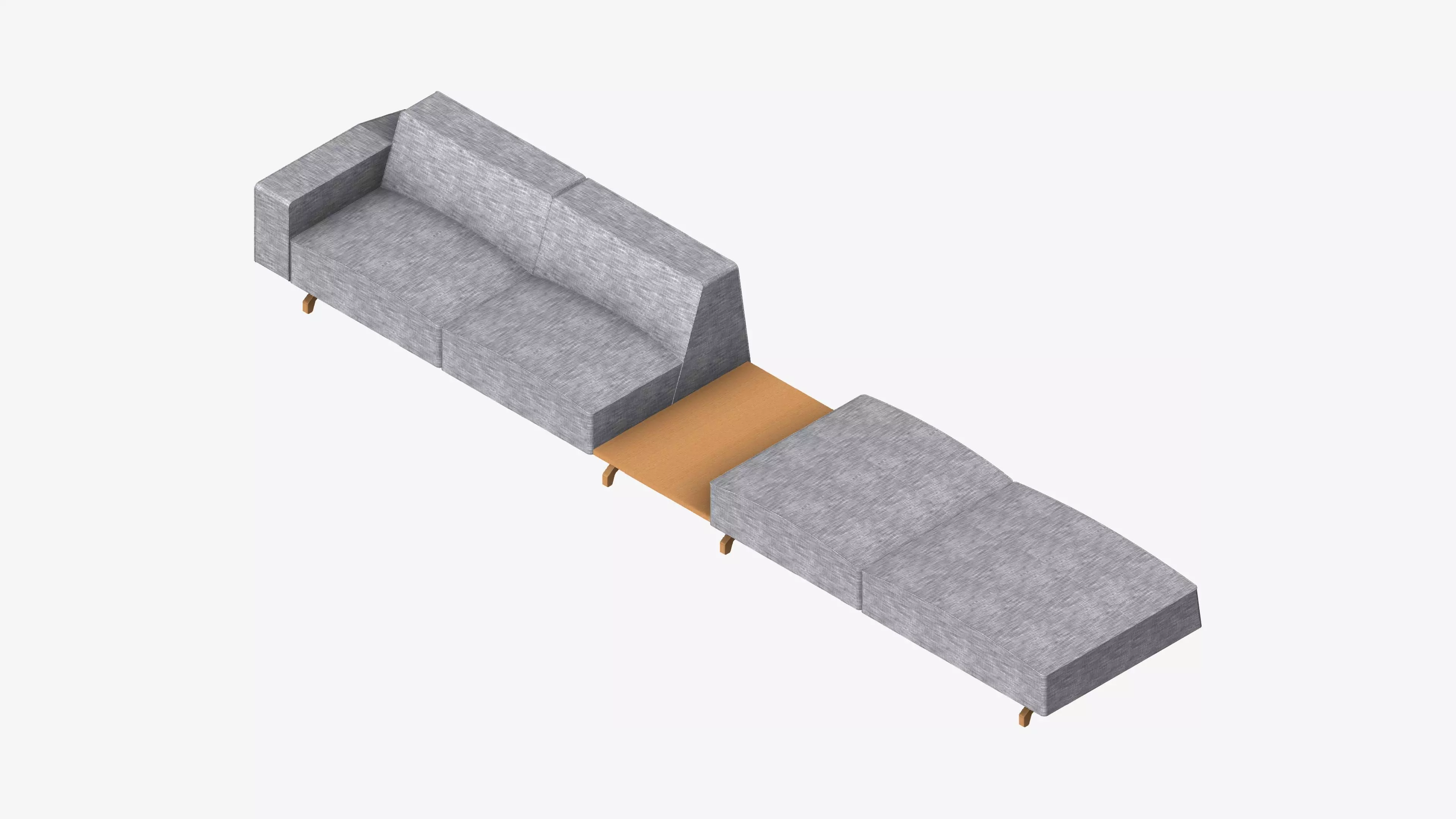 Seat - Sofa - Simplicity - Linear - w Table Low-poly 3D model_0