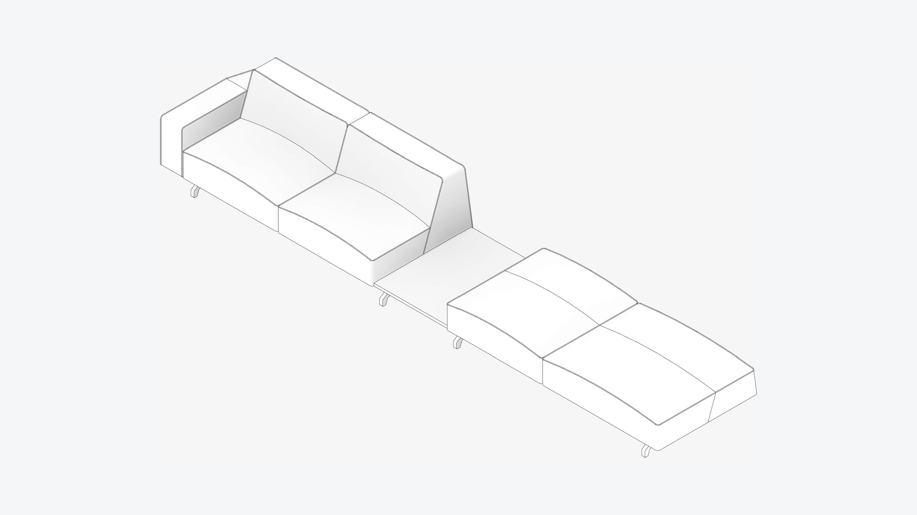 Seat - Sofa - Simplicity - Linear - w Table Low-poly 3D model_2