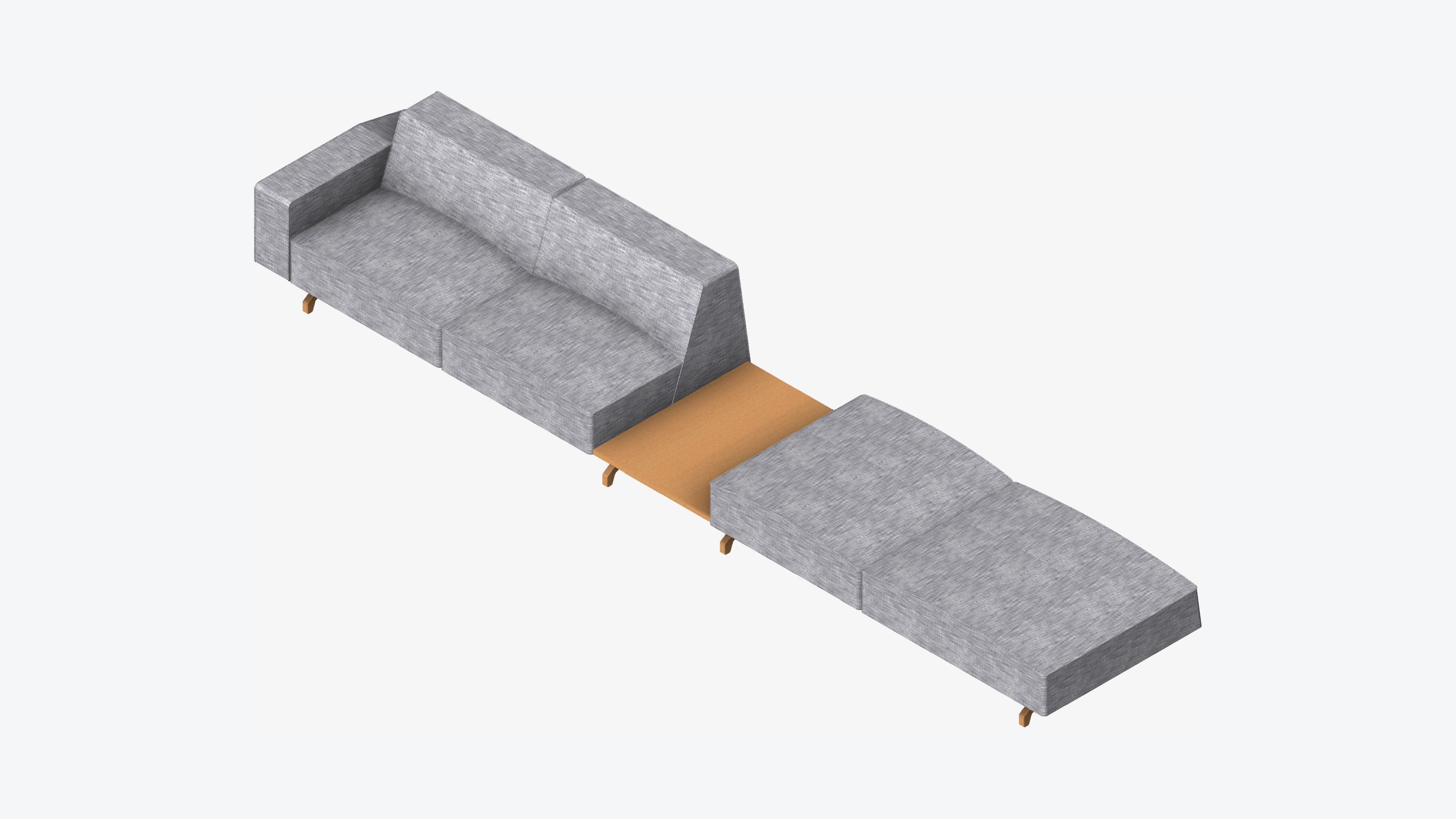 Seat - Sofa - Simplicity - Linear - w Table Low-poly 3D model_6