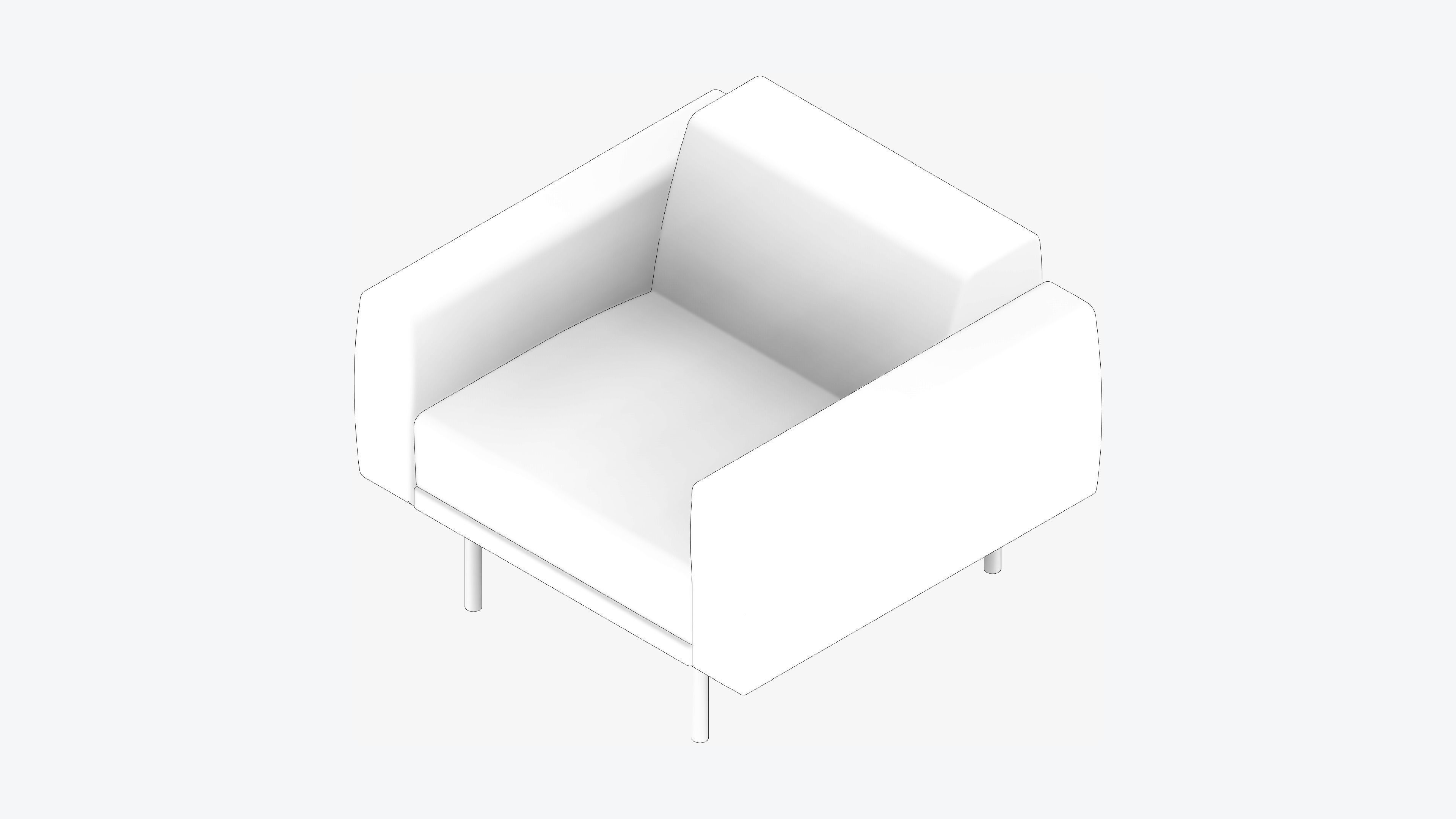 Seat - Sofa - Simplicity - Single Low-poly 3D model_2