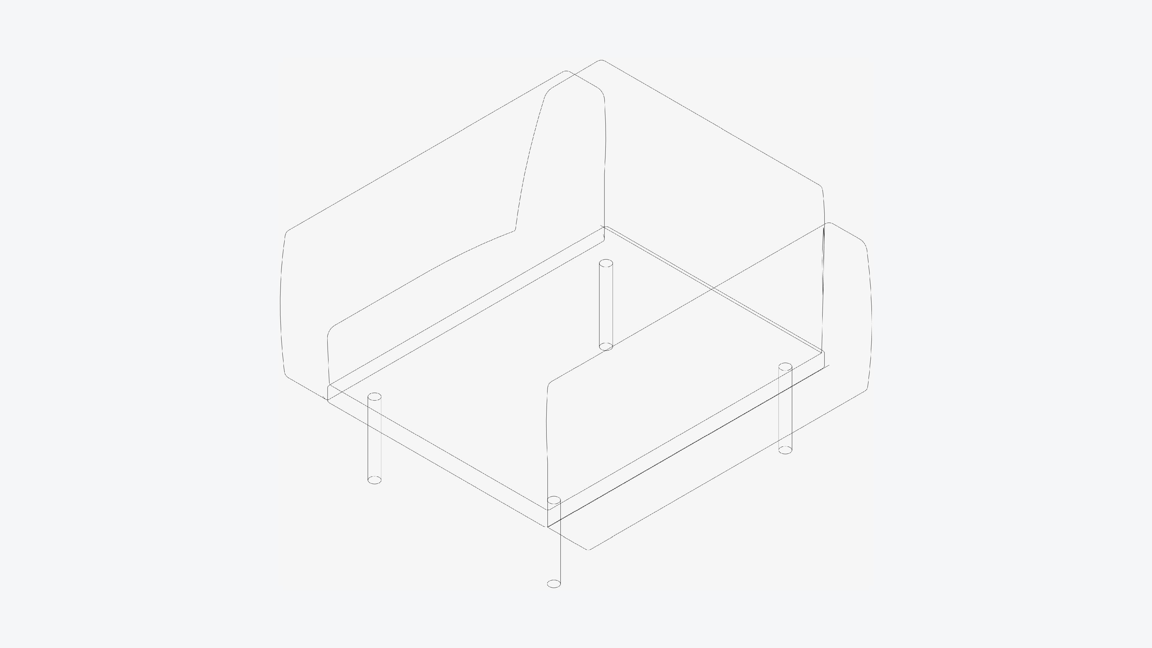 Seat - Sofa - Simplicity - Single Low-poly 3D model_3
