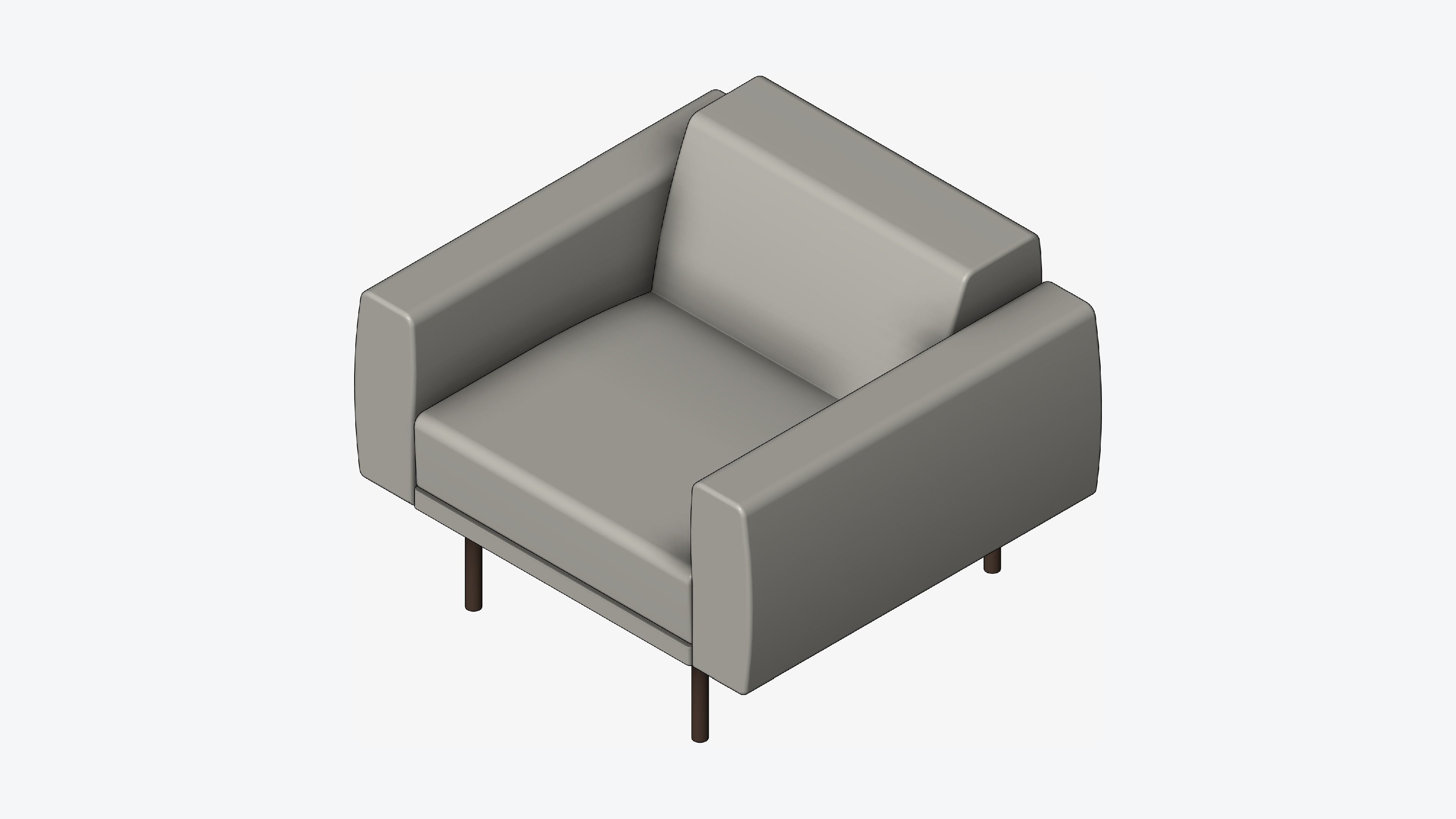 Seat - Sofa - Simplicity - Single Low-poly 3D model_1
