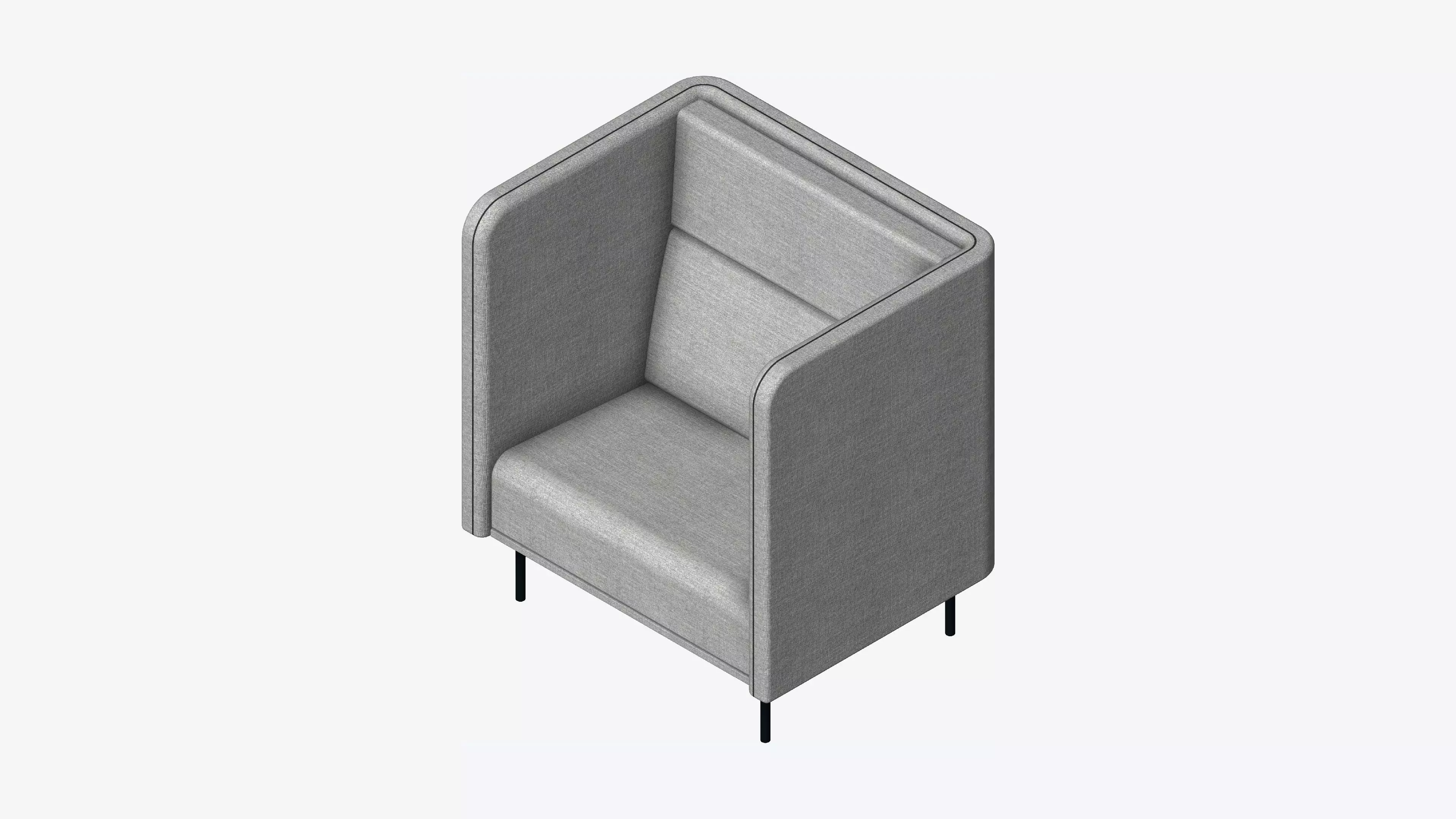 Seat - Sofa - Simplicity - Single - Type 1 Low-poly 3D model_0