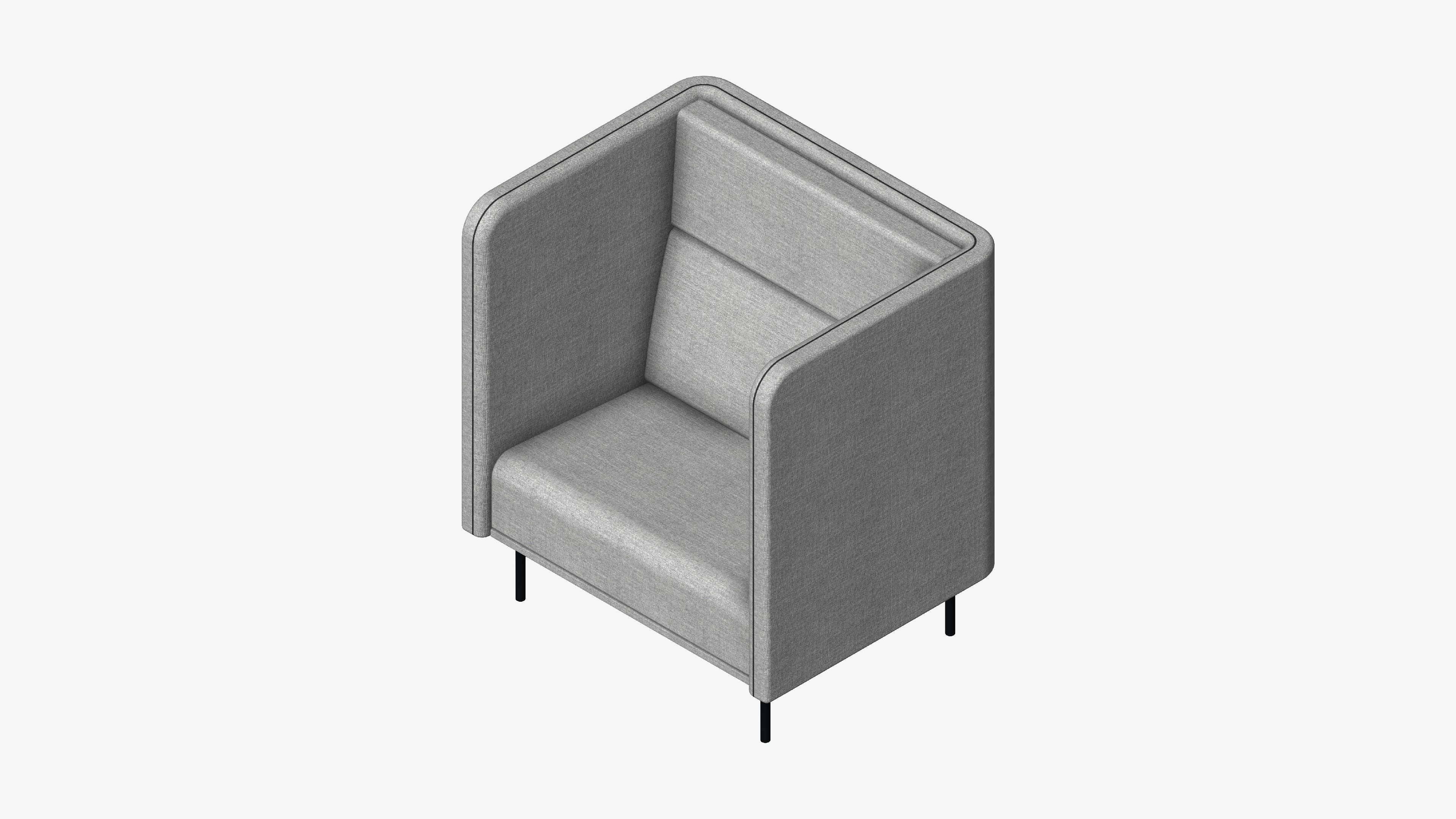 Seat - Sofa - Simplicity - Single - Type 1 Low-poly 3D model_6