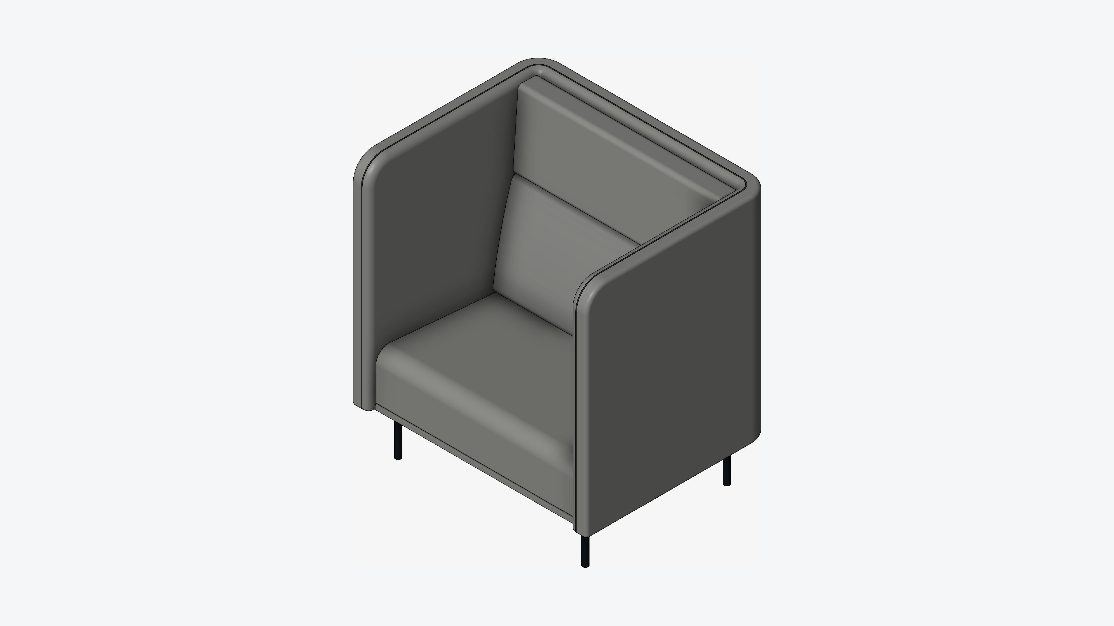 Seat - Sofa - Simplicity - Single - Type 1 Low-poly 3D model_1