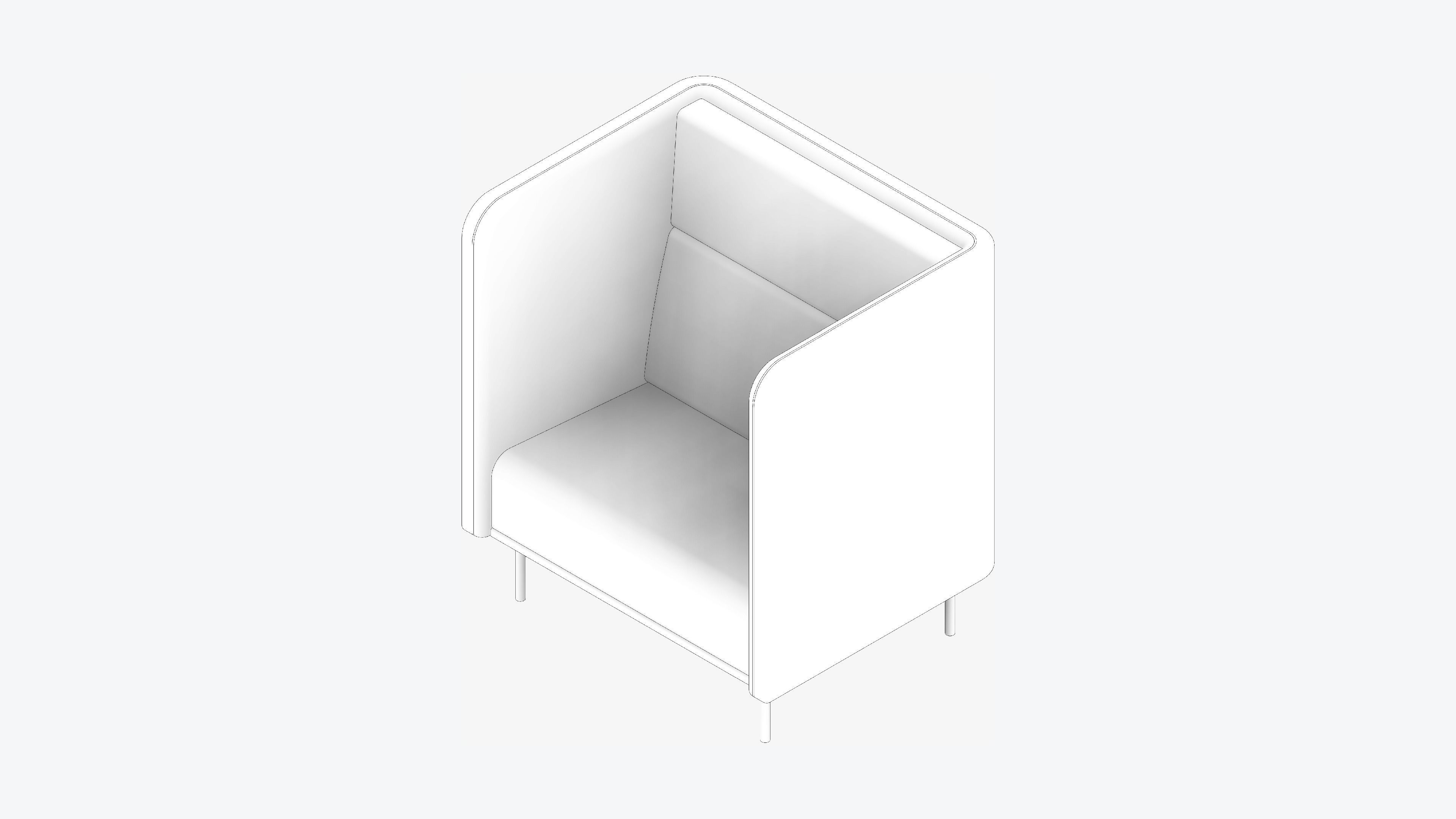 Seat - Sofa - Simplicity - Single - Type 1 Low-poly 3D model_2