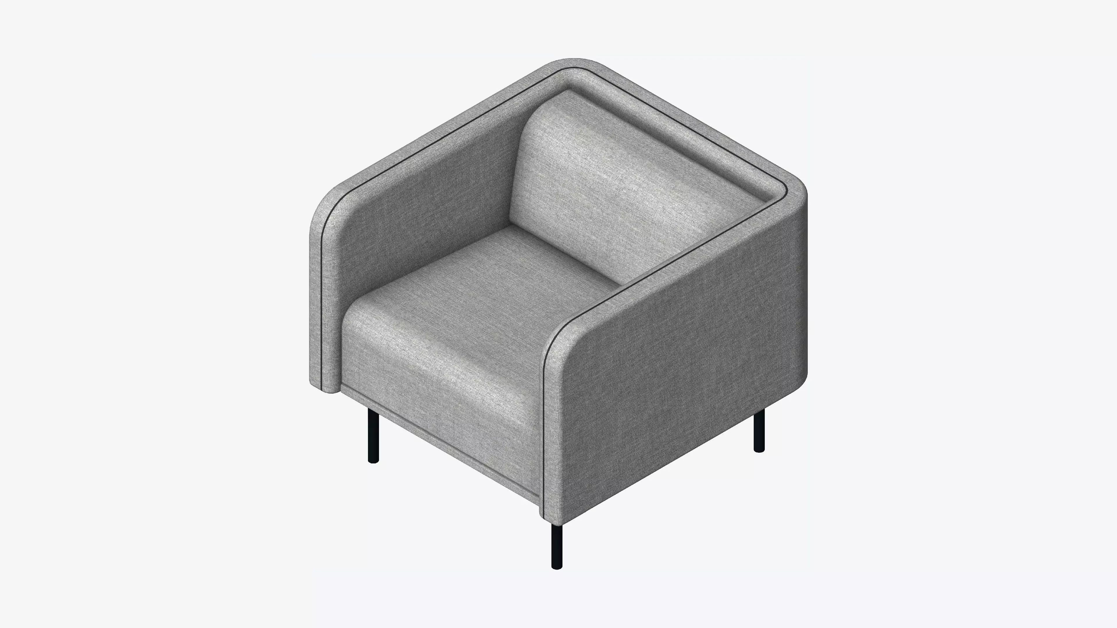 Seat - Sofa - Simplicity - Type 3 - Single Low-poly 3D model_0