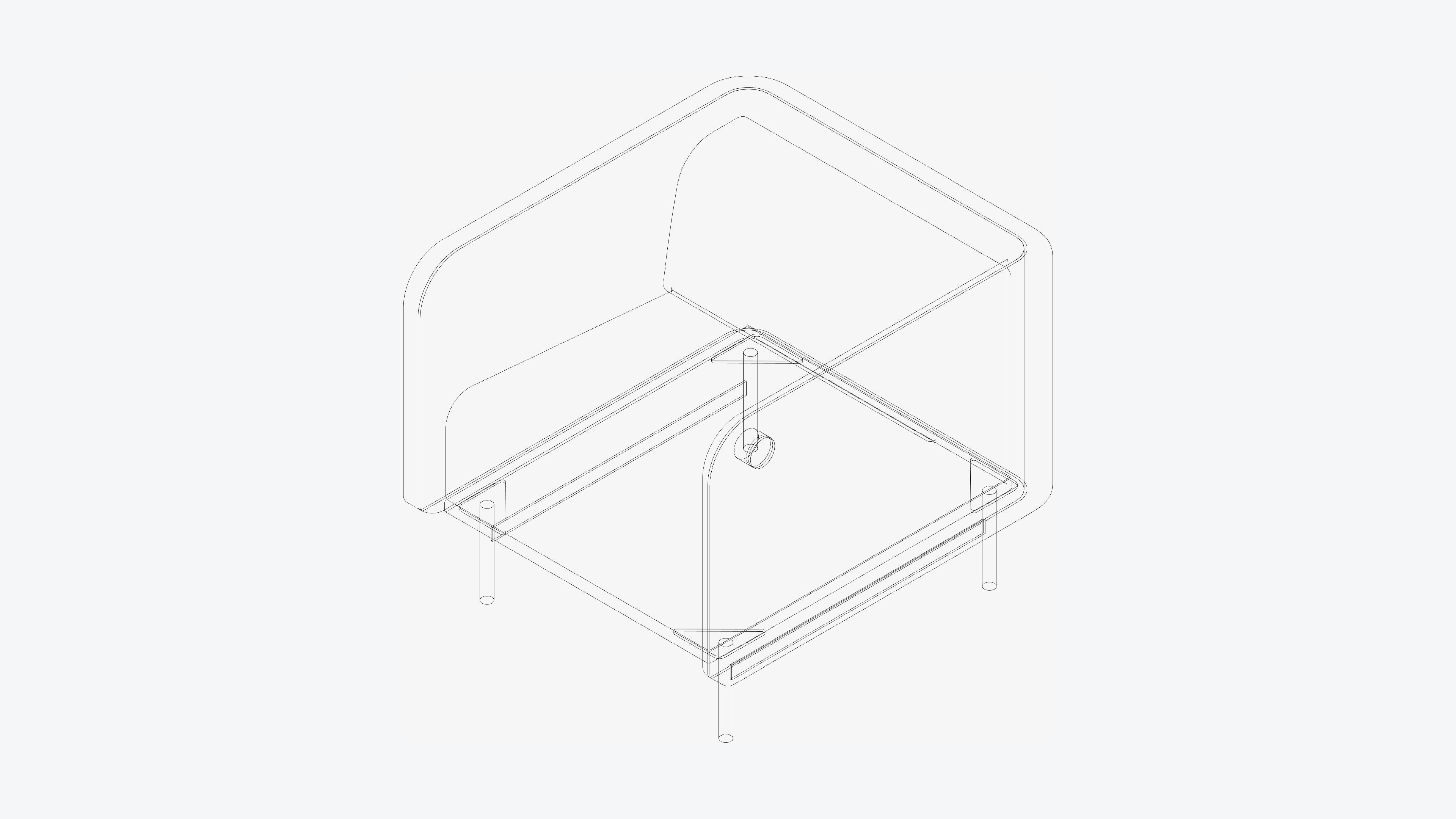 Seat - Sofa - Simplicity - Type 3 - Single Low-poly 3D model_3