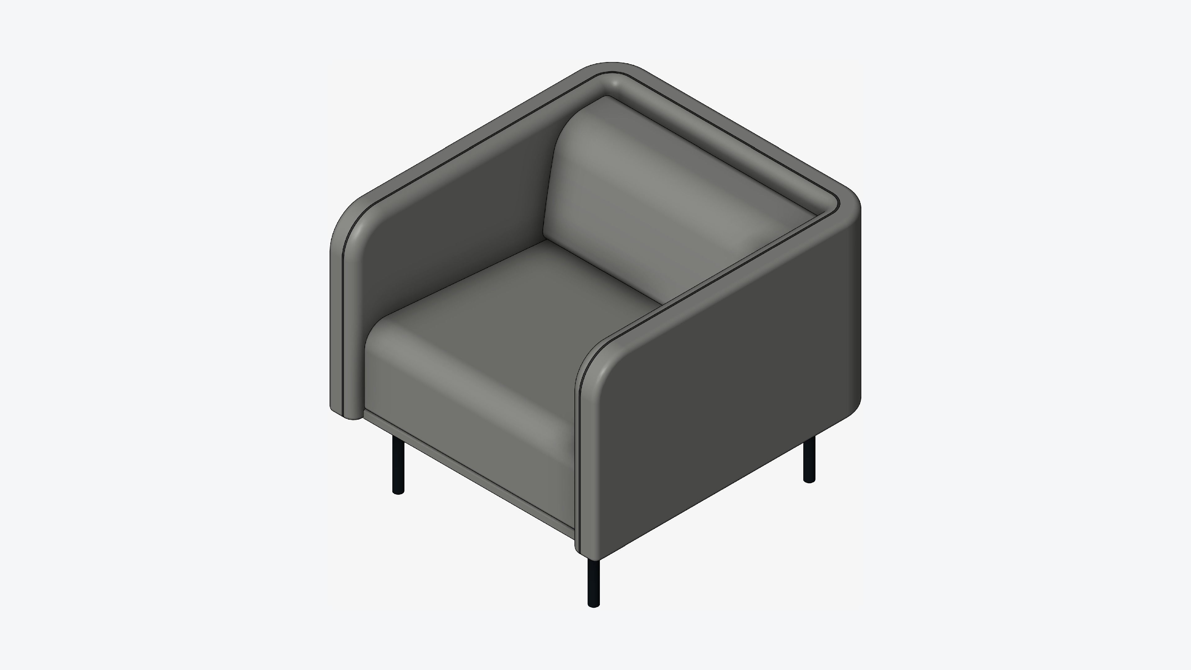 Seat - Sofa - Simplicity - Type 3 - Single Low-poly 3D model_1