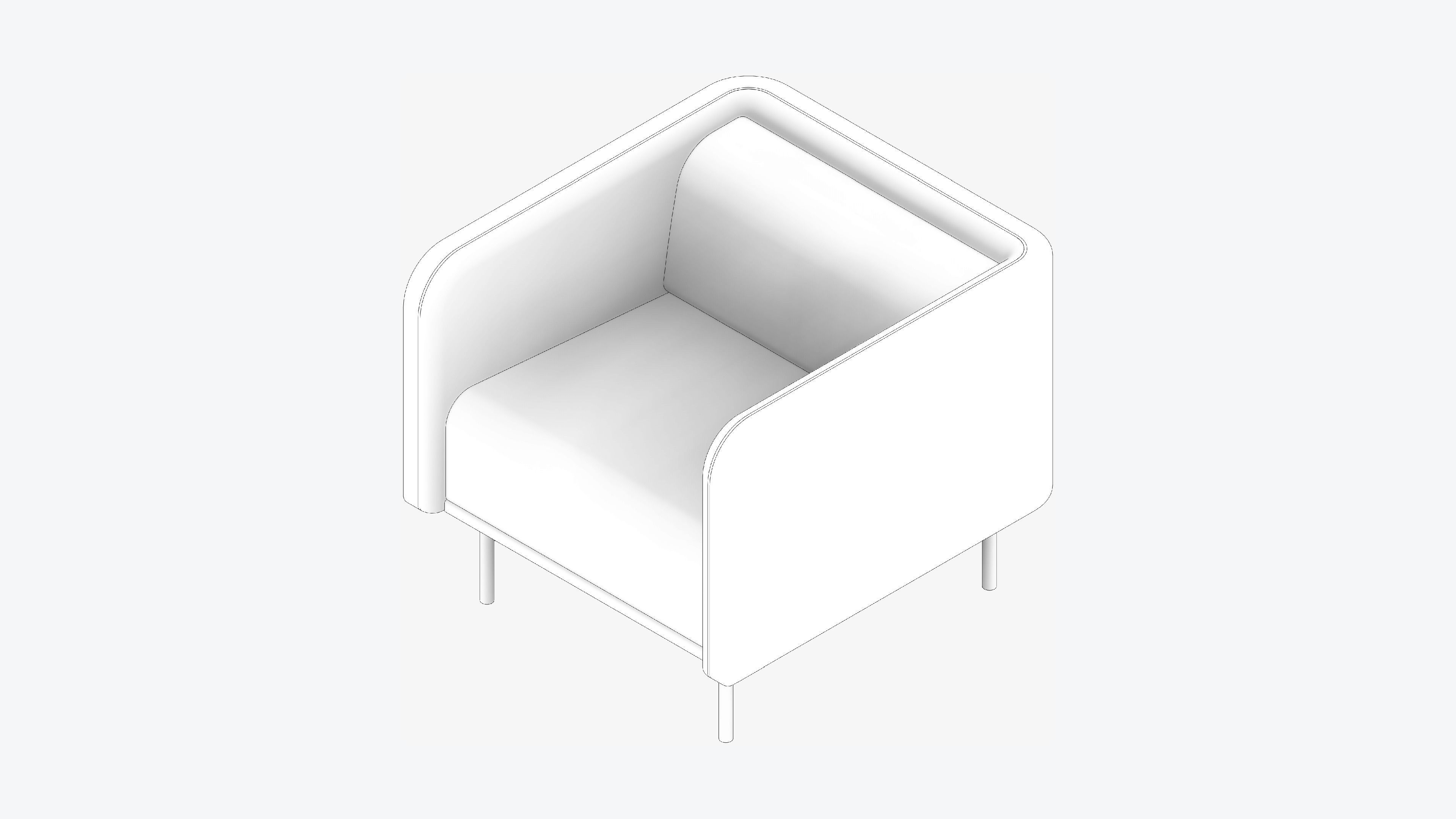 Seat - Sofa - Simplicity - Type 3 - Single Low-poly 3D model_2