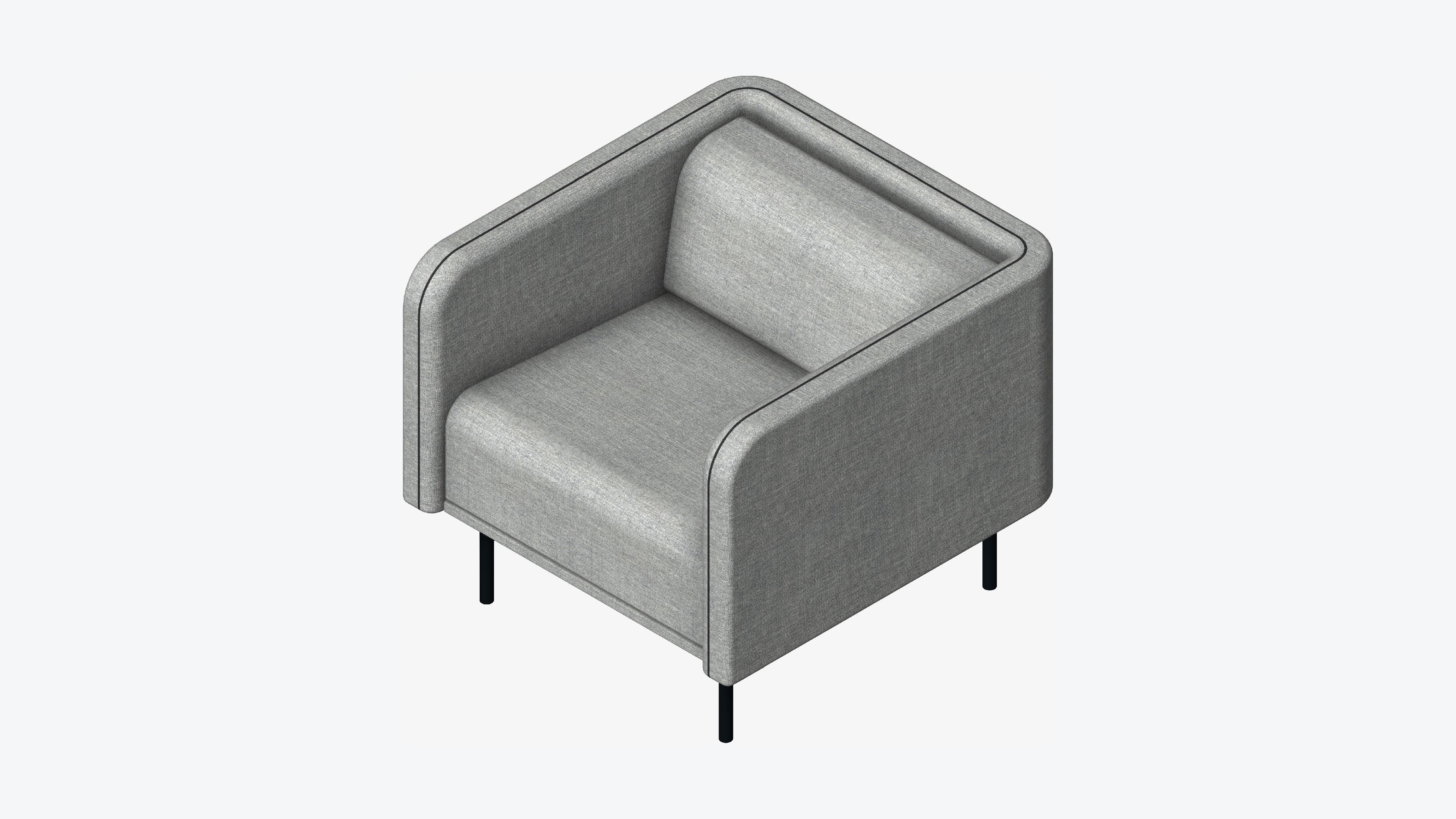 Seat - Sofa - Simplicity - Type 3 - Single Low-poly 3D model_6