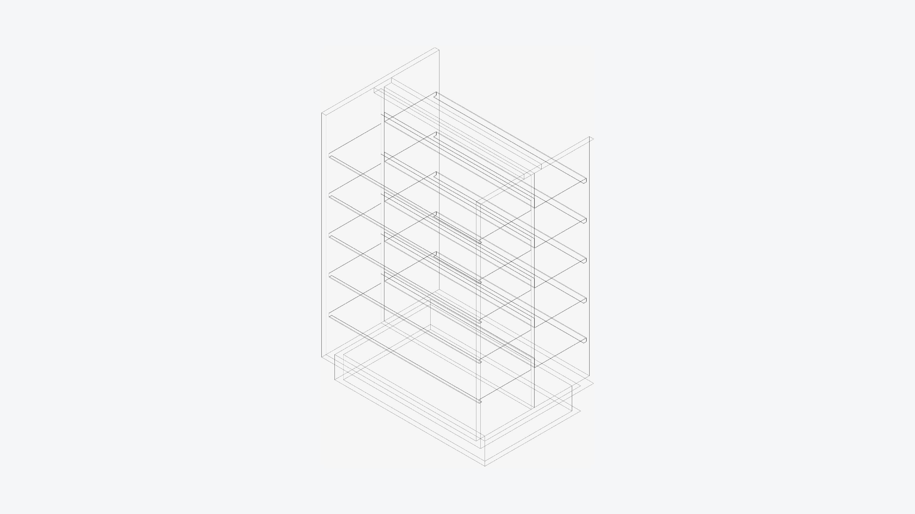 Shelving - Library - Integral - Convertible Low-poly 3D model_3
