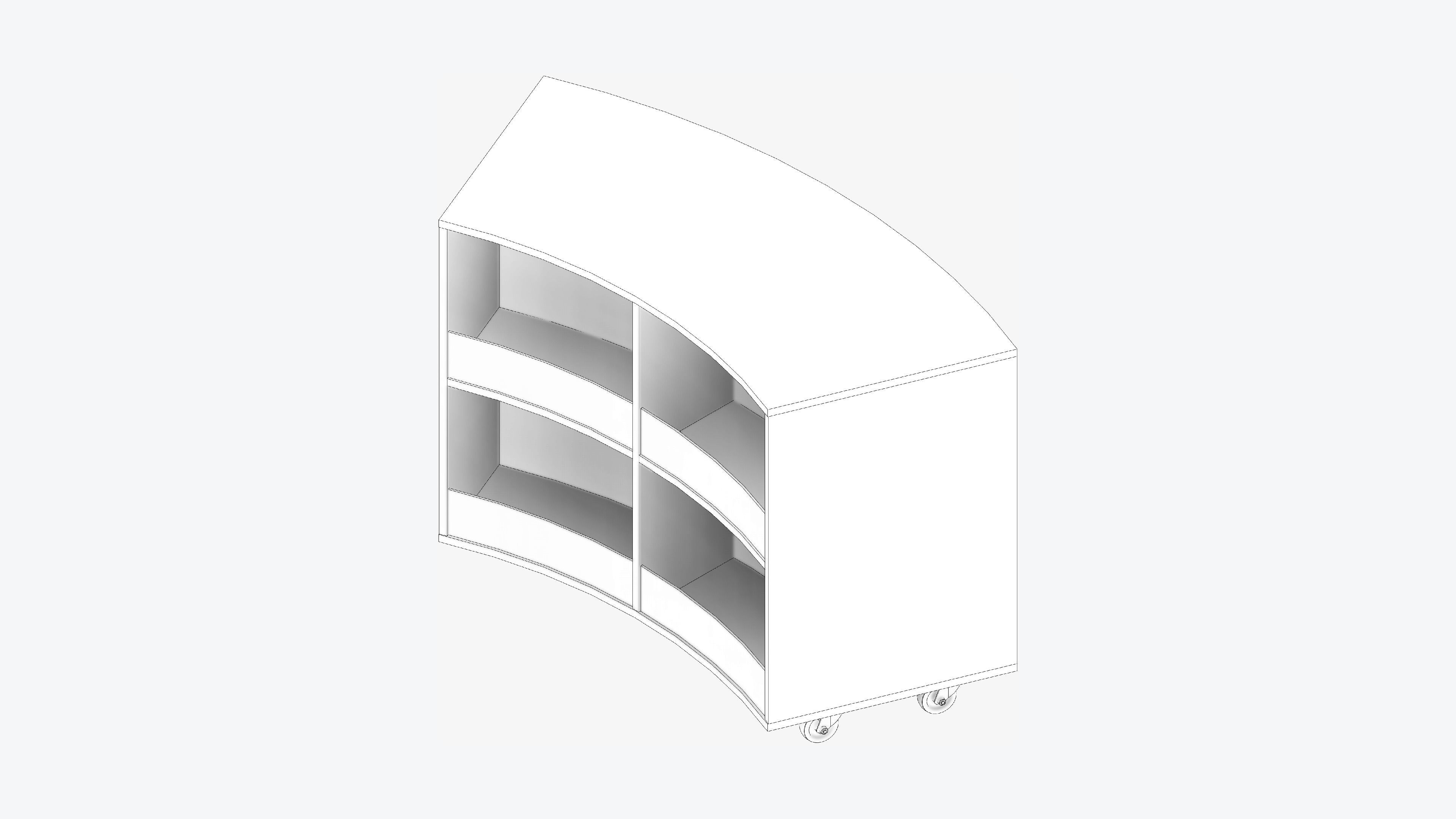 Shelving - Library - Integral - Curve - 2 Tier Low-poly 3D model_2