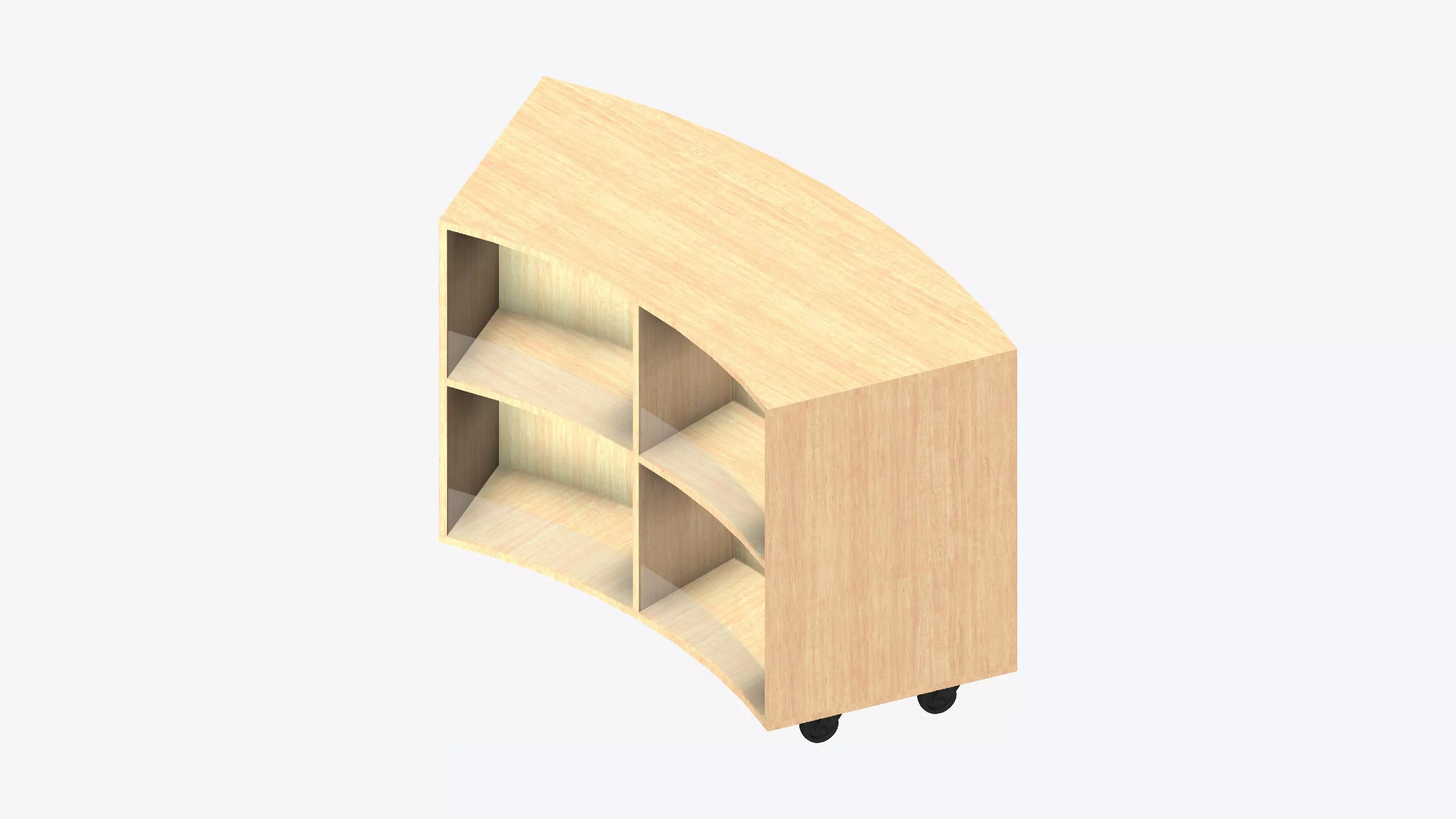 Shelving - Library - Integral - Curve - 2 Tier Low-poly 3D model_0