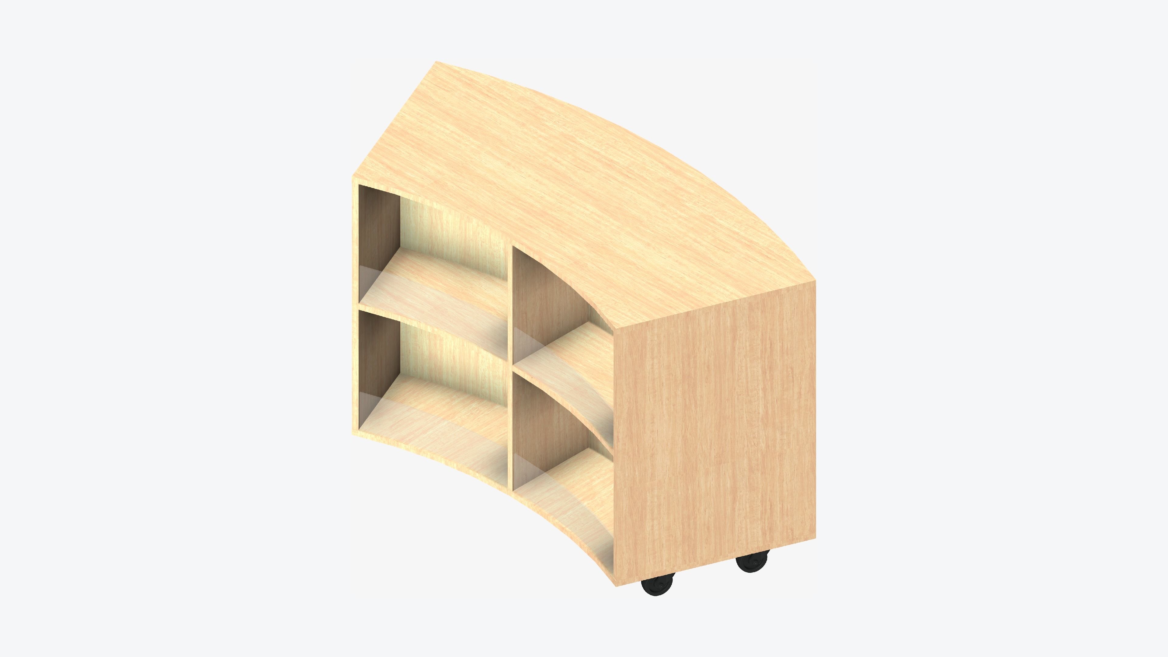 Shelving - Library - Integral - Curve - 2 Tier Low-poly 3D model_6