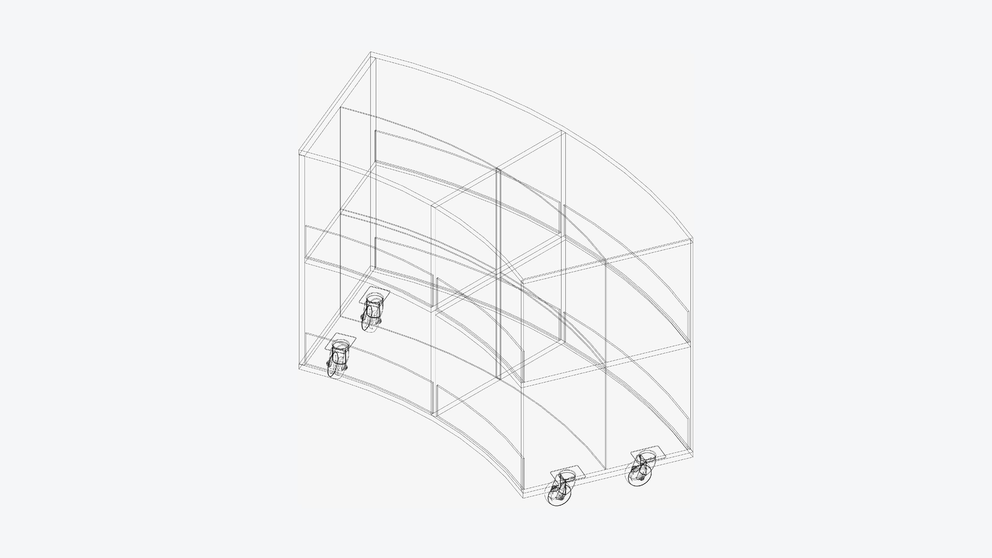 Shelving - Library - Integral - Curve - 2 Tier Low-poly 3D model_3