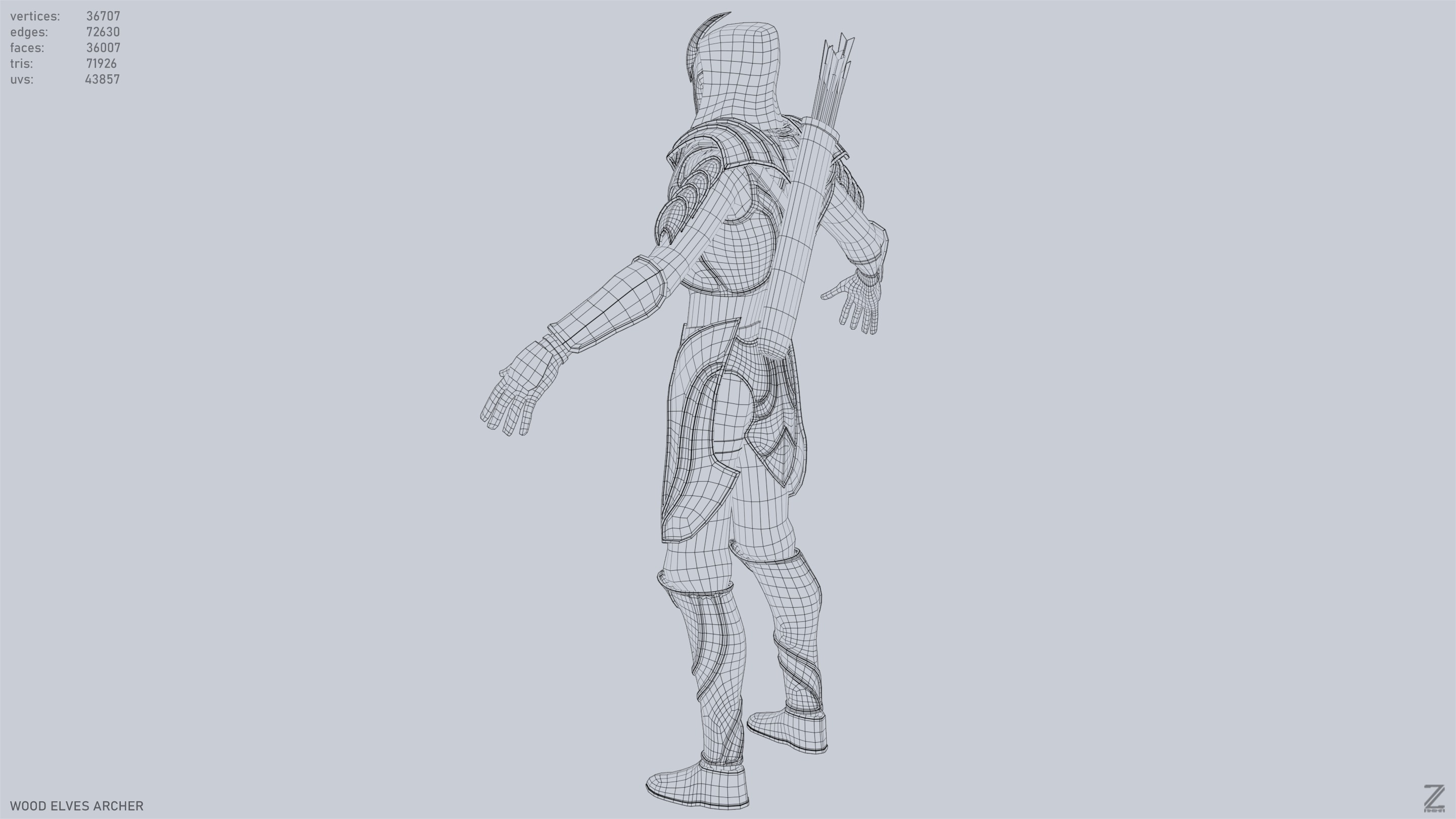 Wood elves archer Low-poly 3D model_11