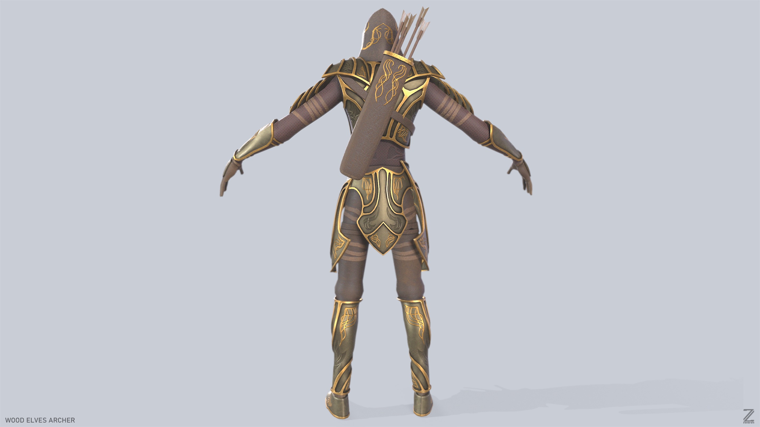 Wood elves archer Low-poly 3D model_7