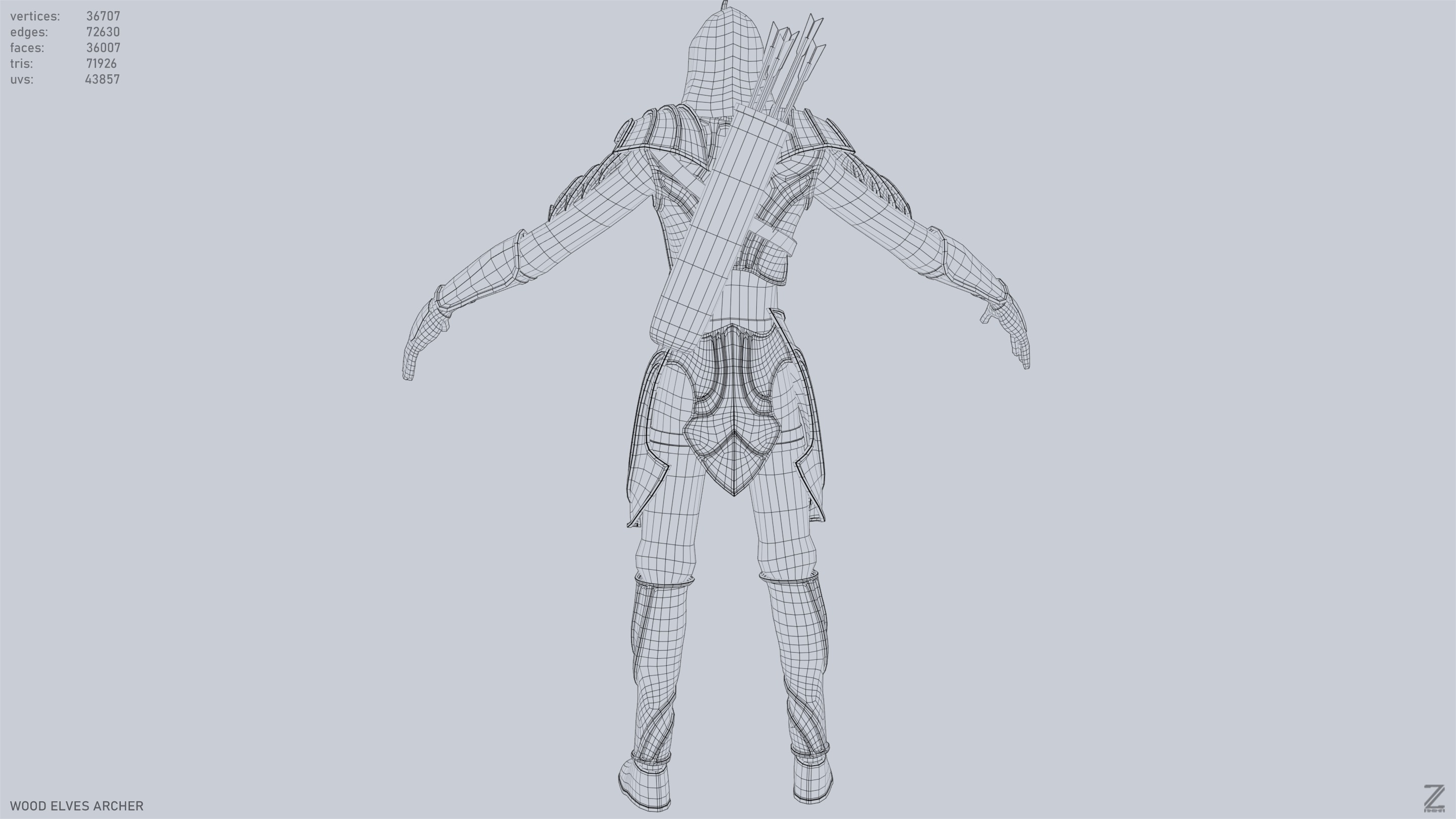 Wood elves archer Low-poly 3D model_12