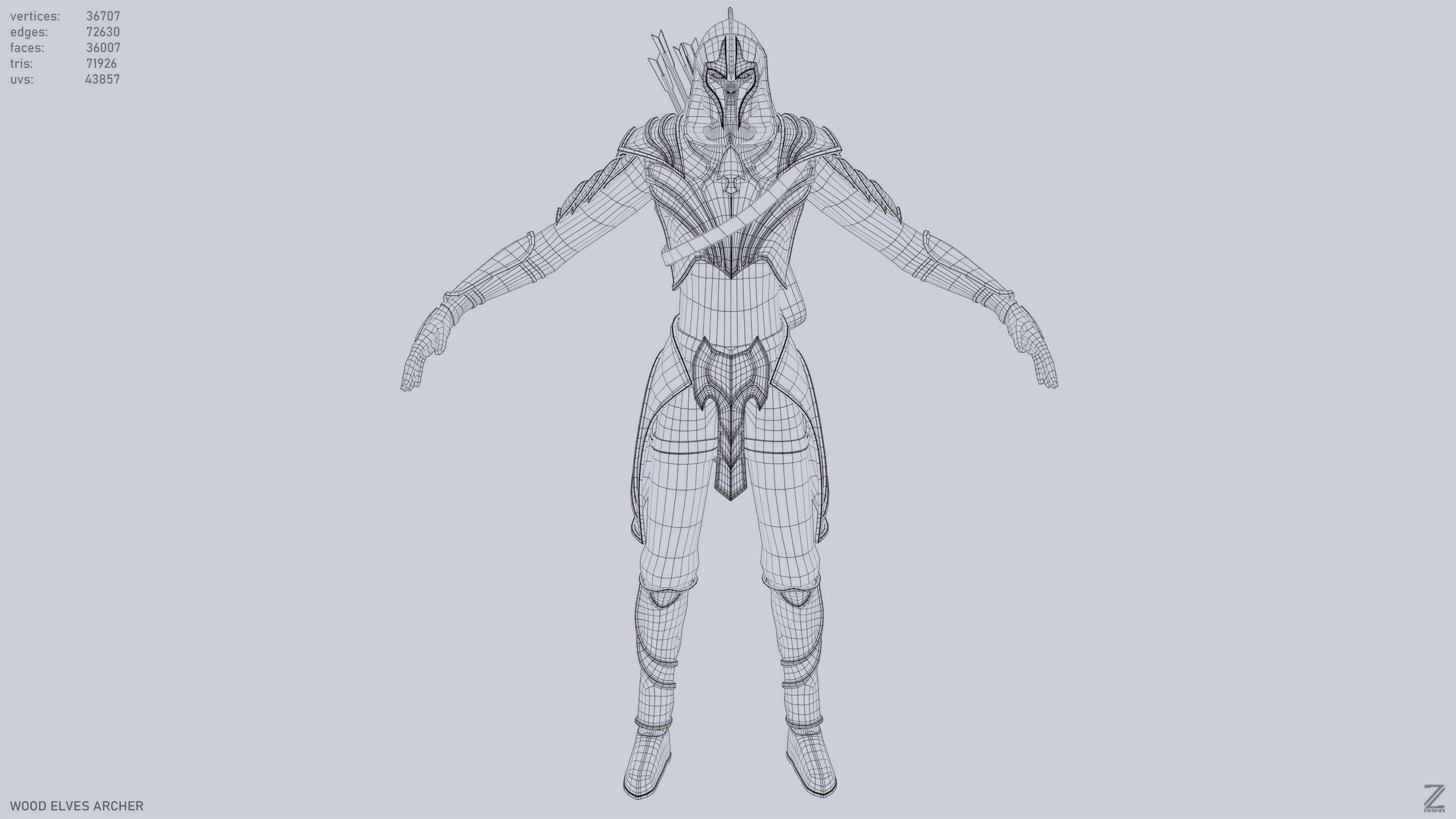 Wood elves archer Low-poly 3D model_9