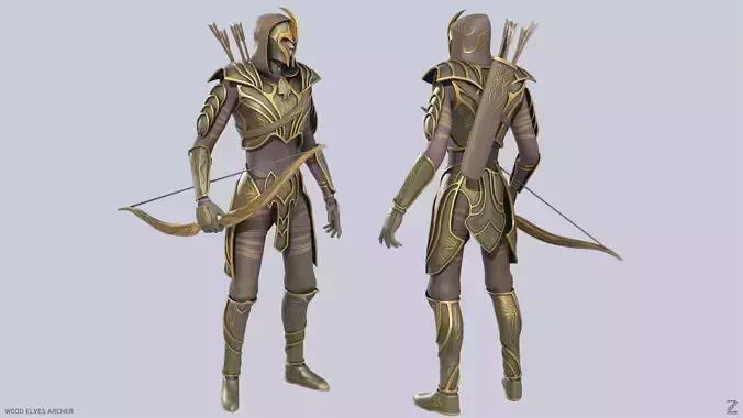 Wood elves archer Low-poly 3D model