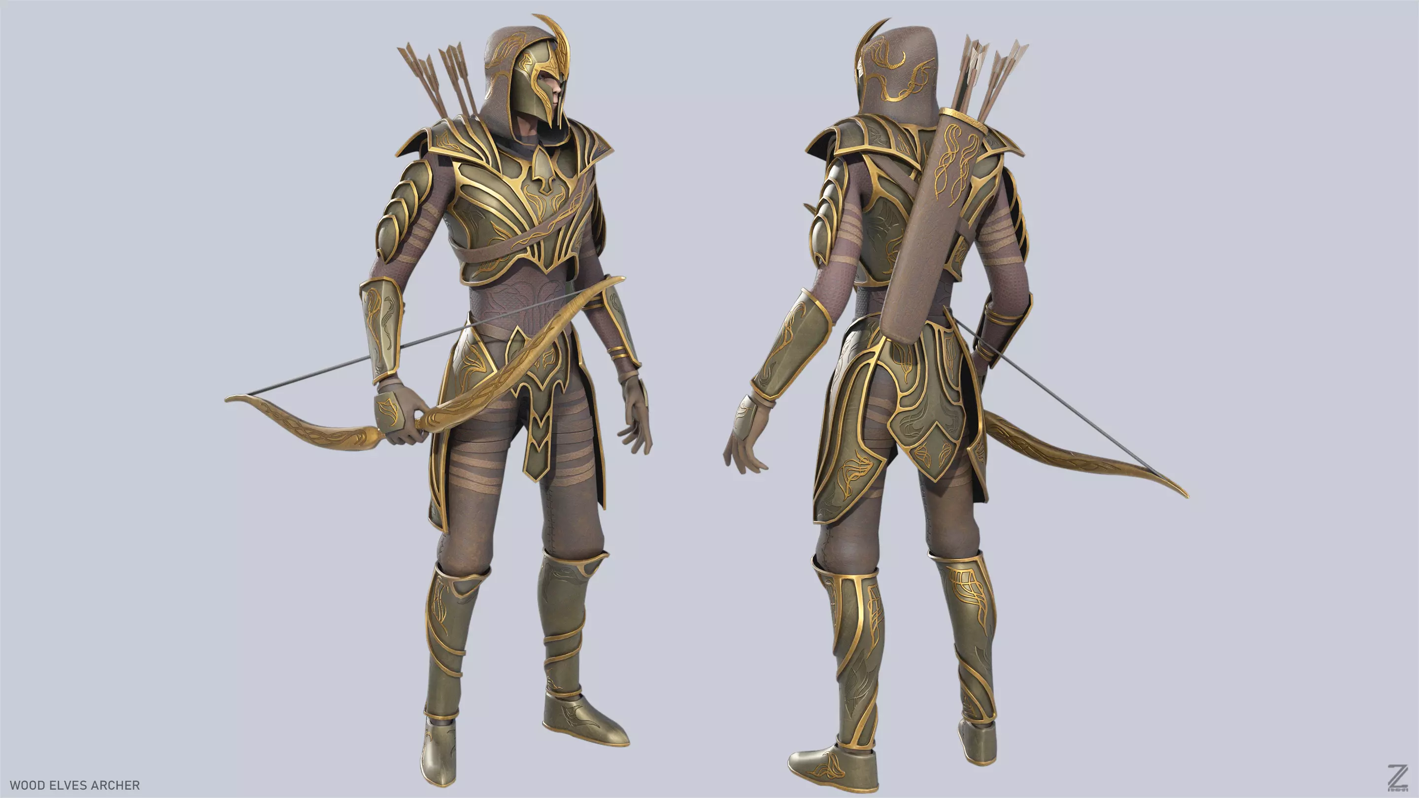Wood elves archer Low-poly 3D model_0