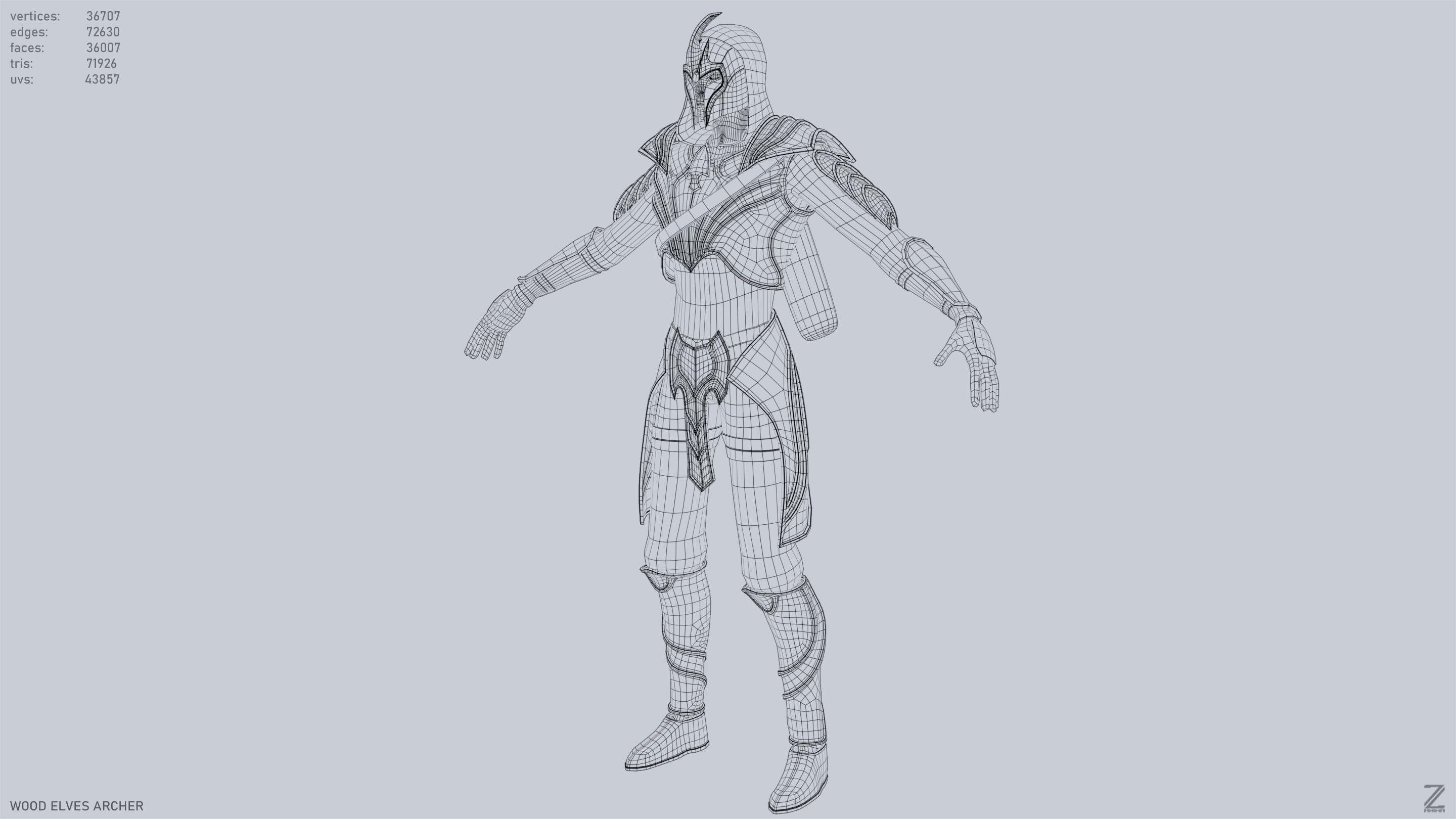 Wood elves archer Low-poly 3D model_10