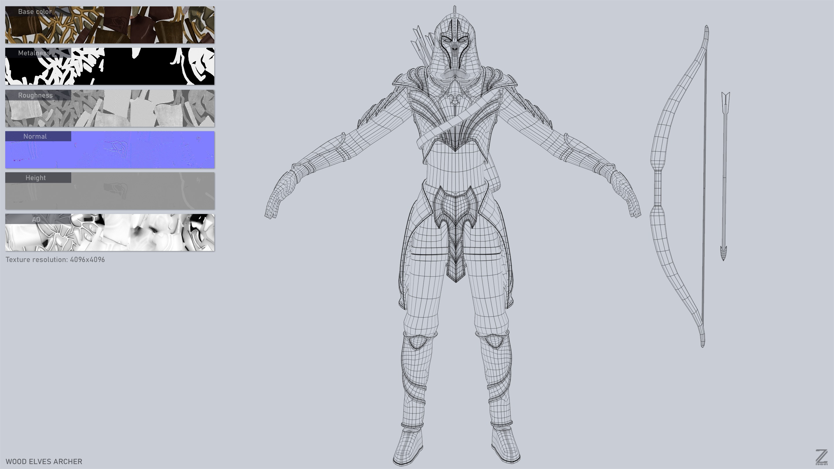 Wood elves archer Low-poly 3D model_3