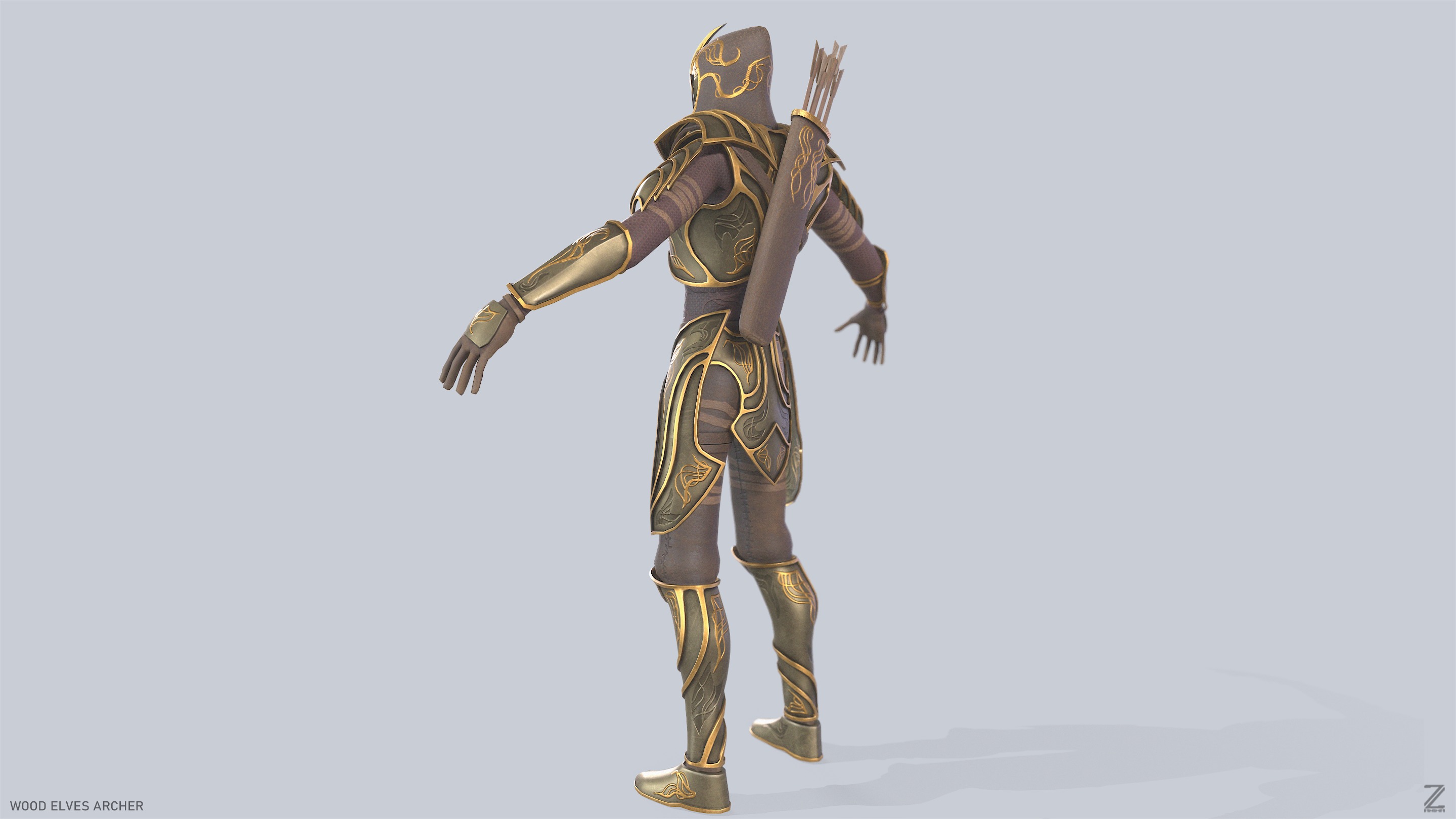 Wood elves archer Low-poly 3D model_6