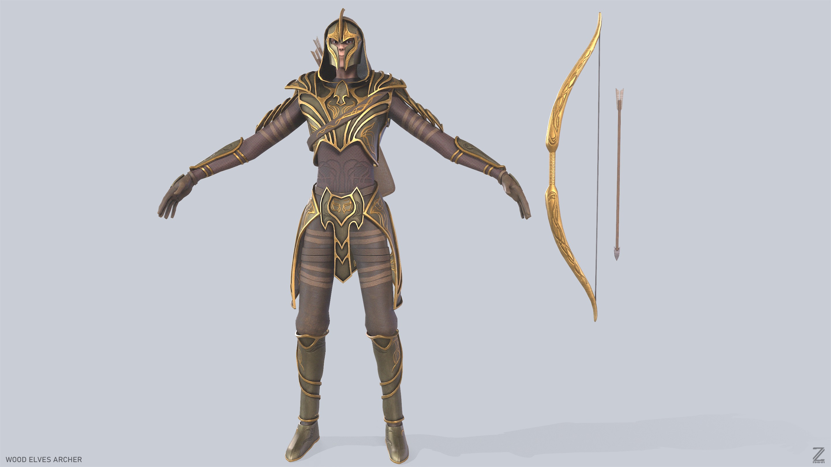 Wood elves archer Low-poly 3D model_2