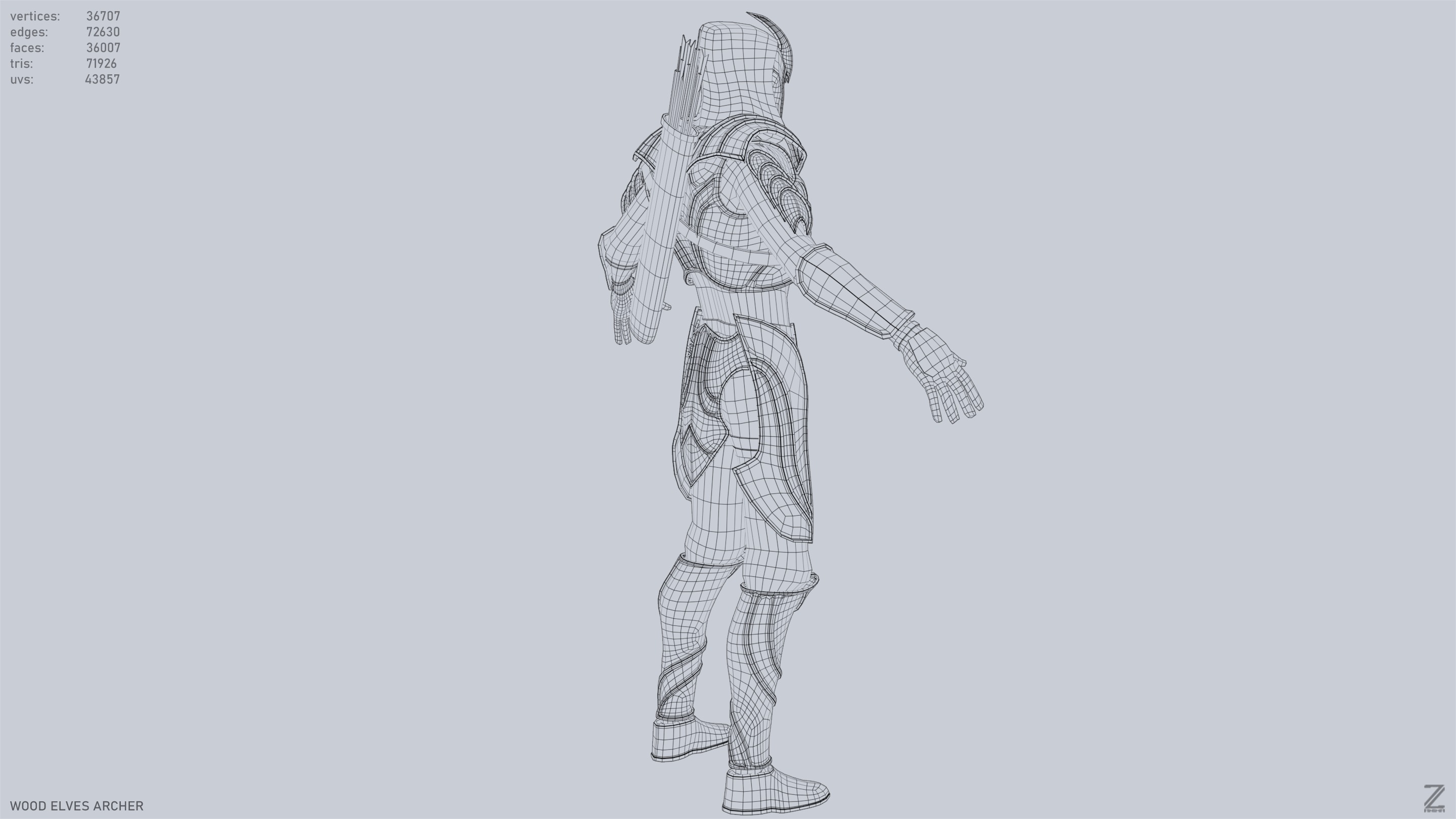 Wood elves archer Low-poly 3D model_13