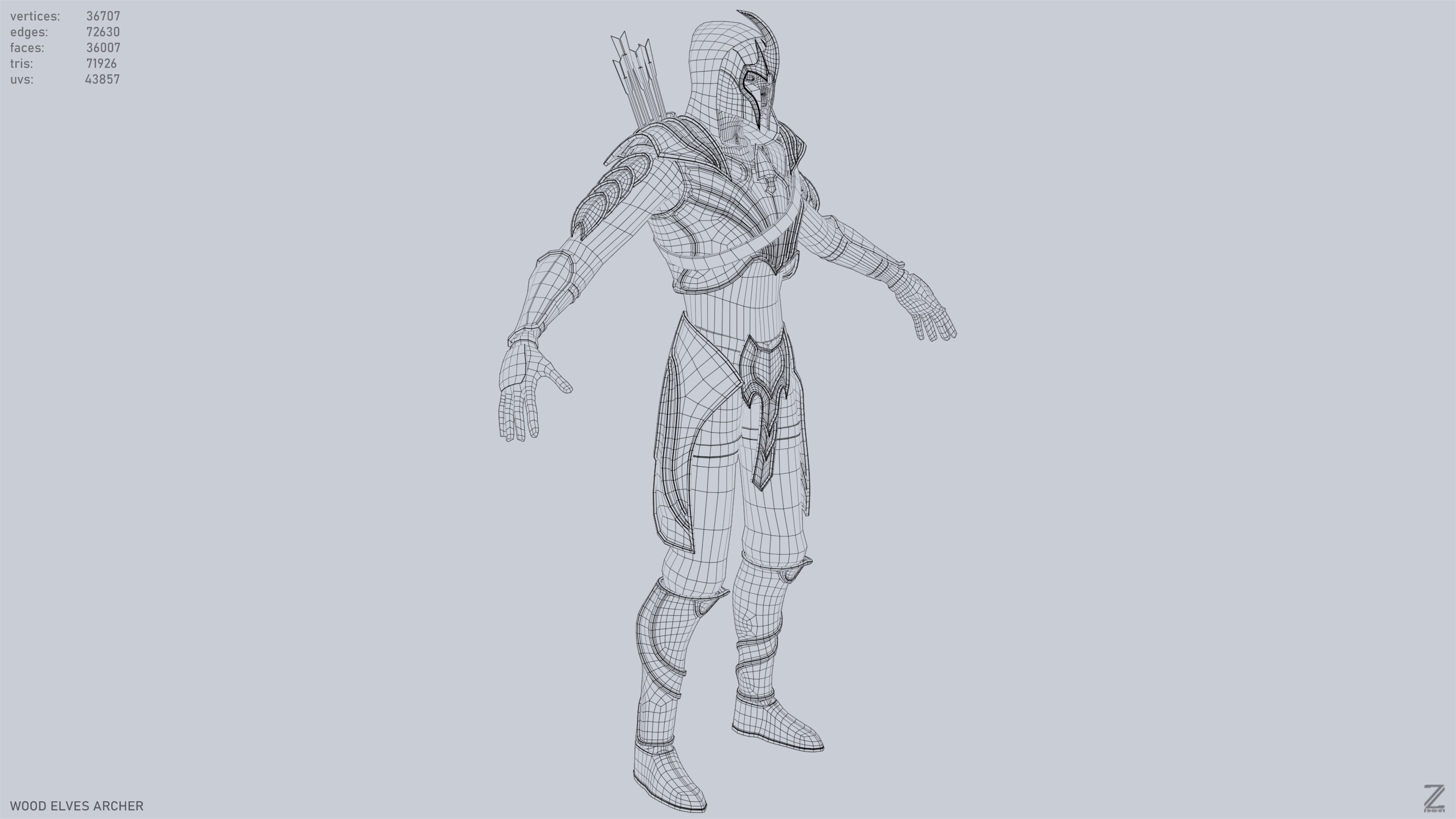 Wood elves archer Low-poly 3D model_14