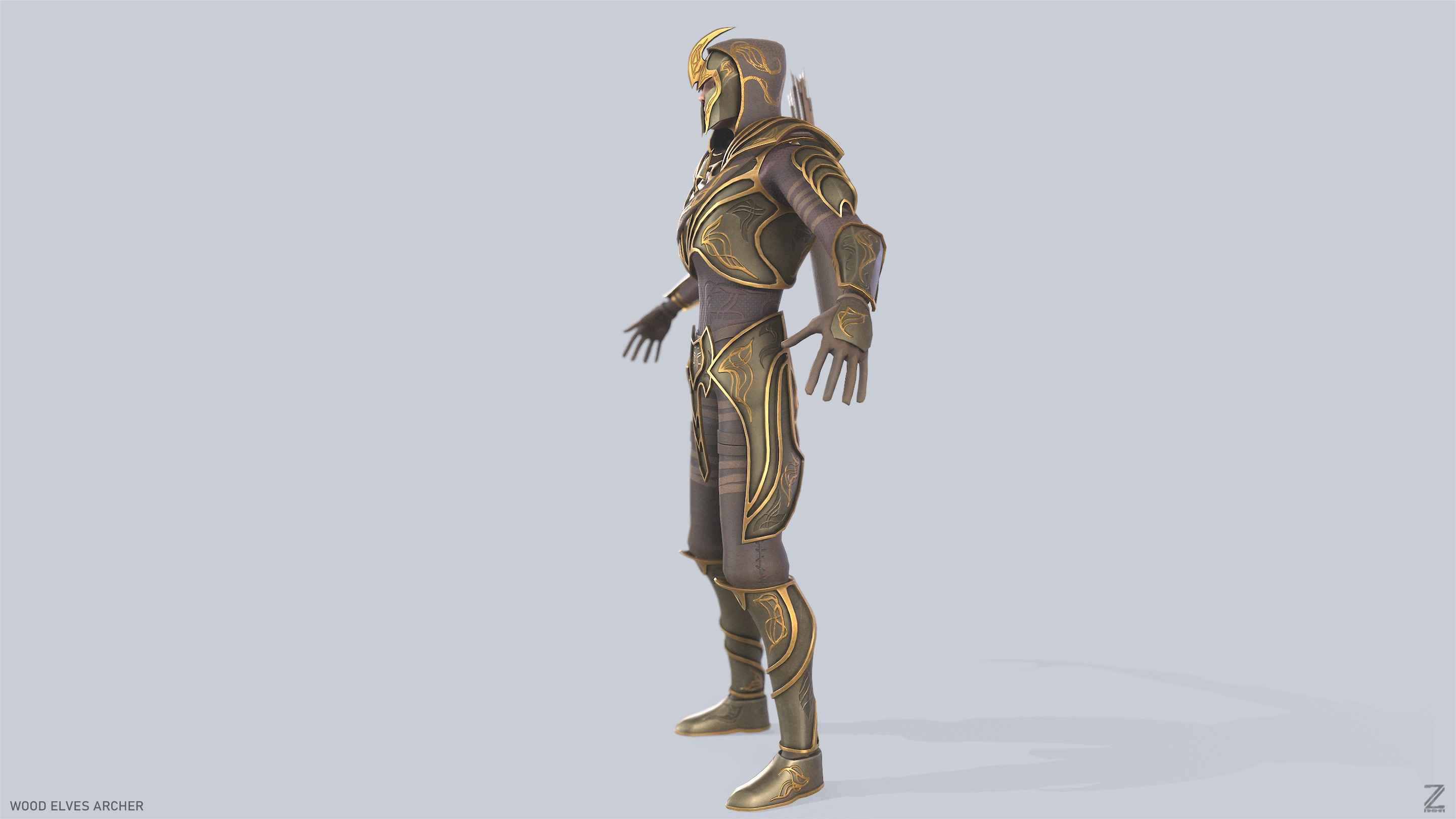 Wood elves archer Low-poly 3D model_5