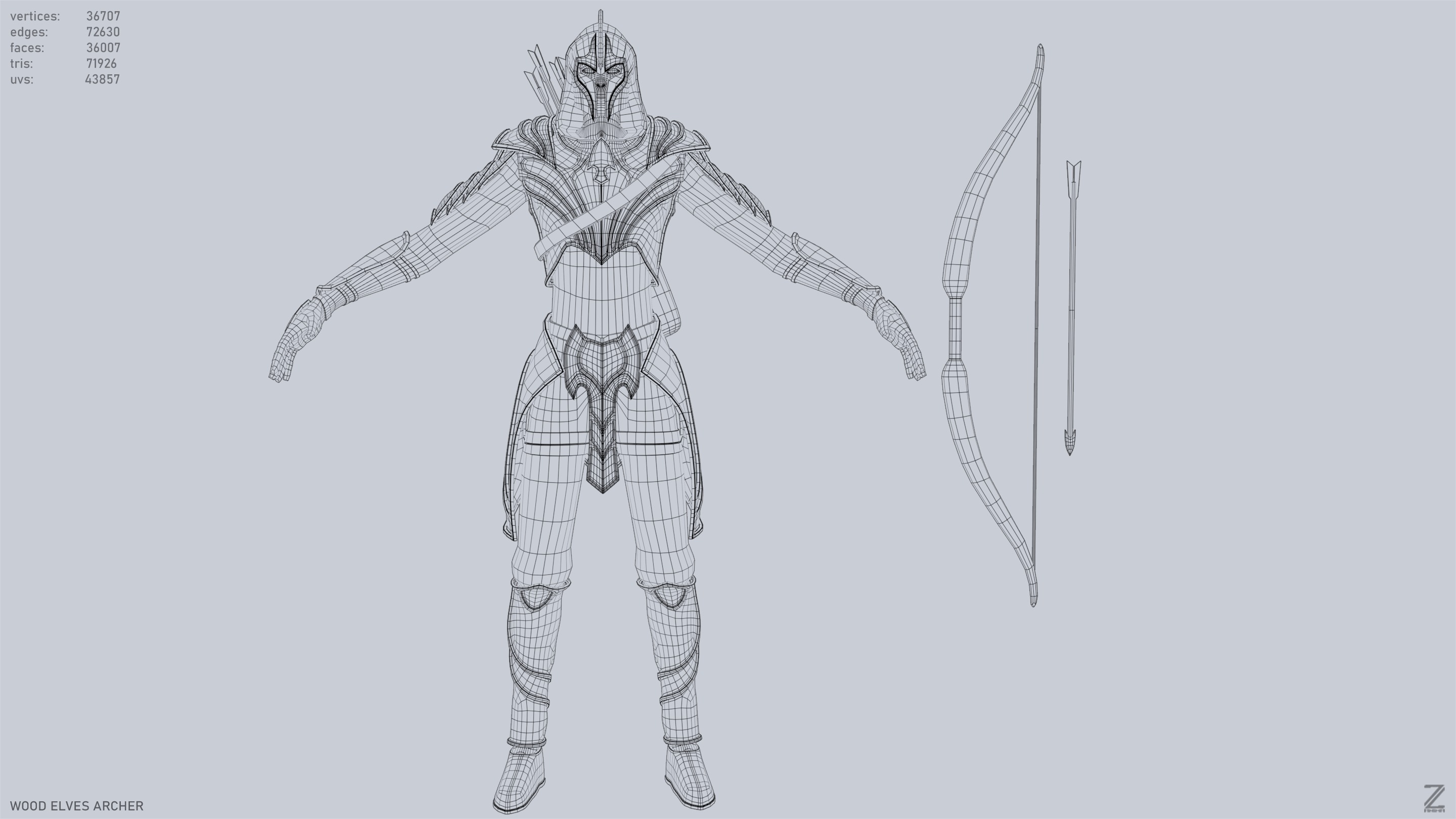 Wood elves archer Low-poly 3D model_15