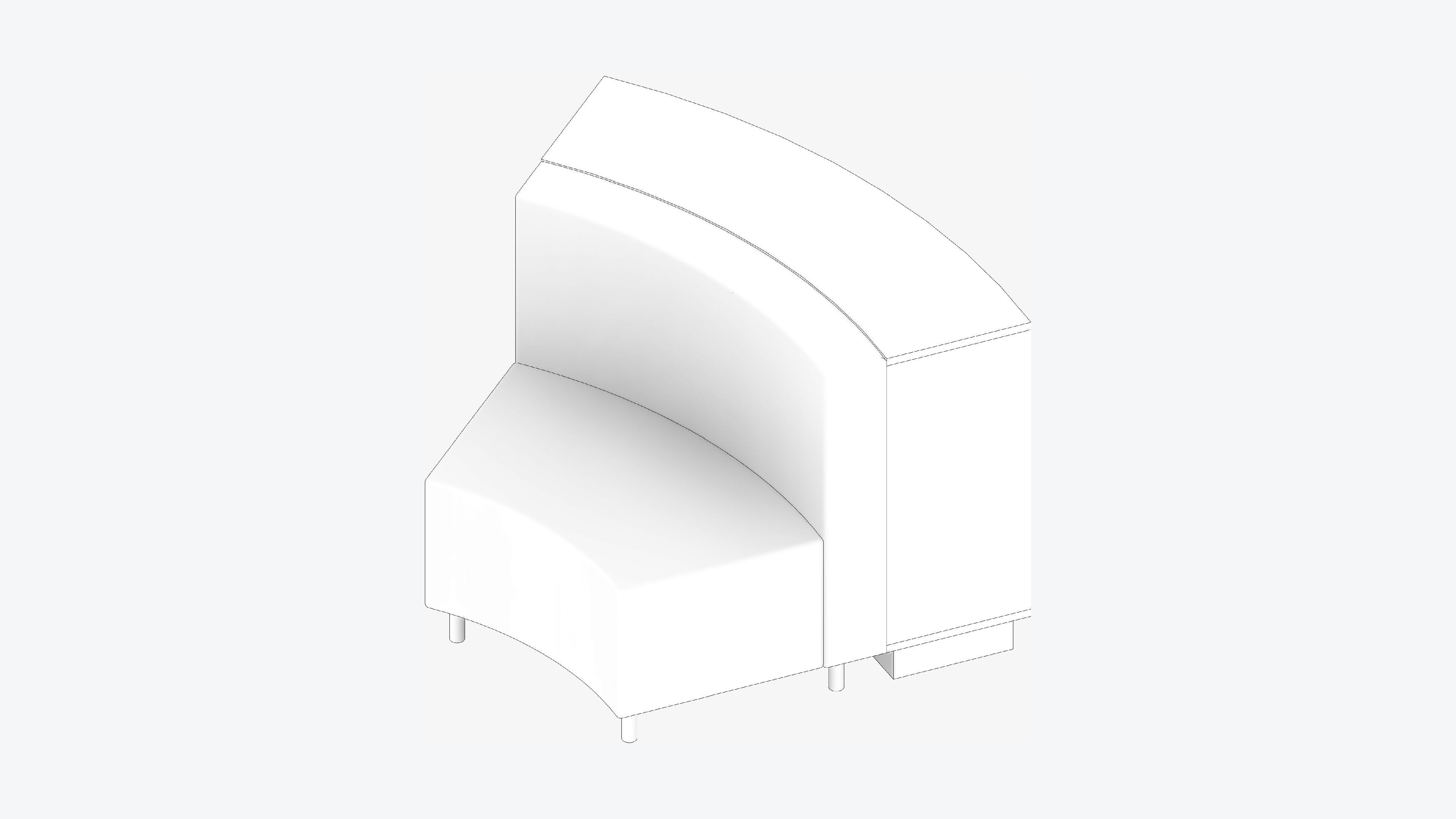 Shelving - Library - Integral - Curve - 2 Tier - Seating Low-poly 3D model_2