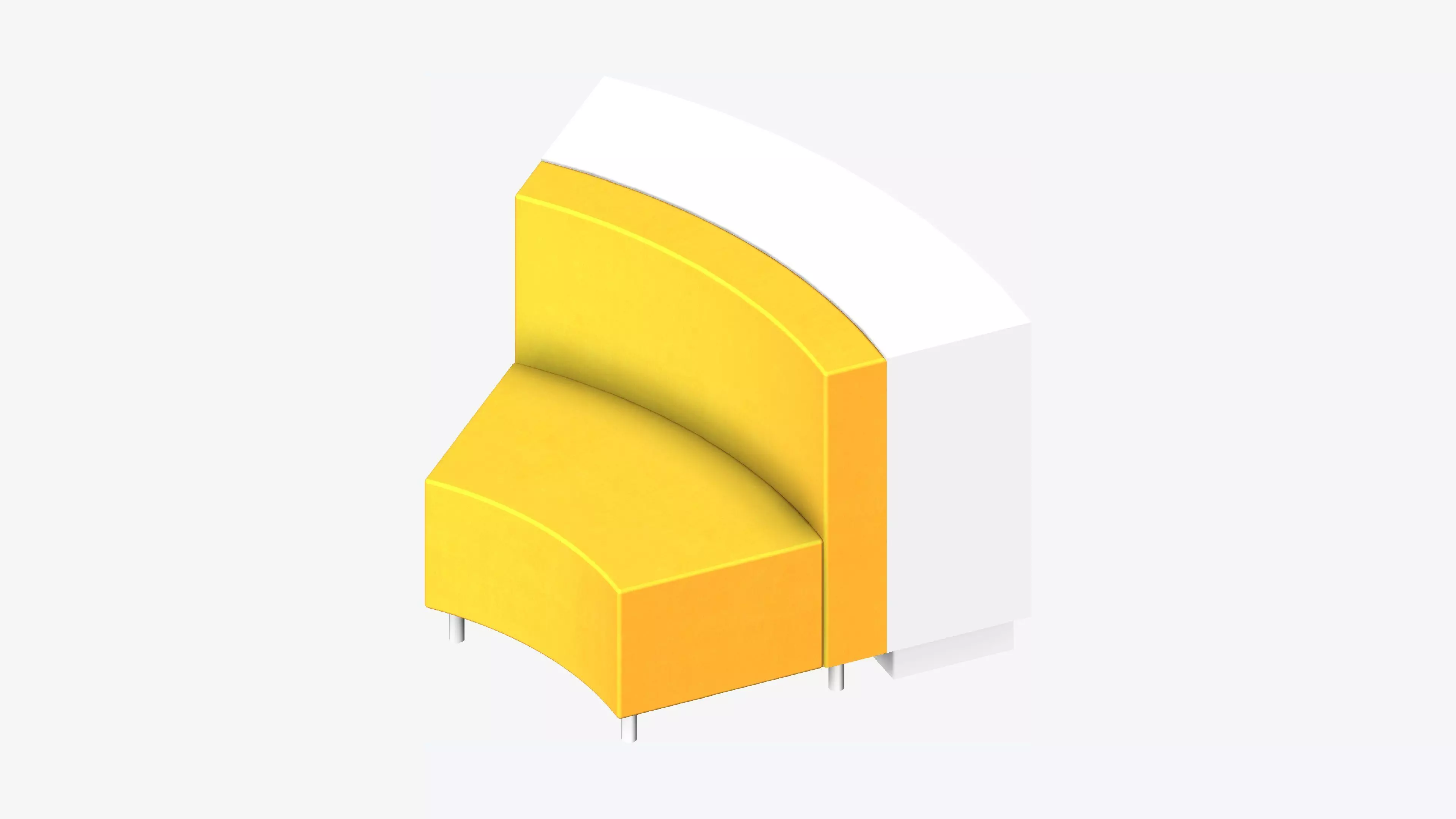 Shelving - Library - Integral - Curve - 2 Tier - Seating Low-poly 3D model_0