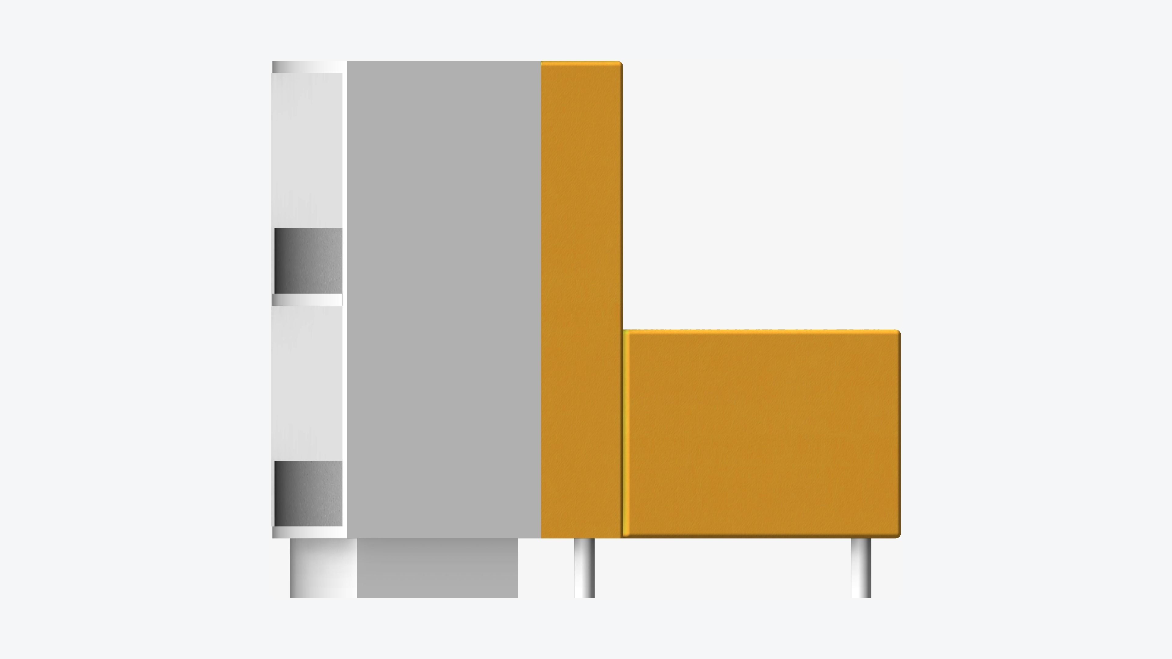 Shelving - Library - Integral - Curve - 2 Tier - Seating Low-poly 3D model_5